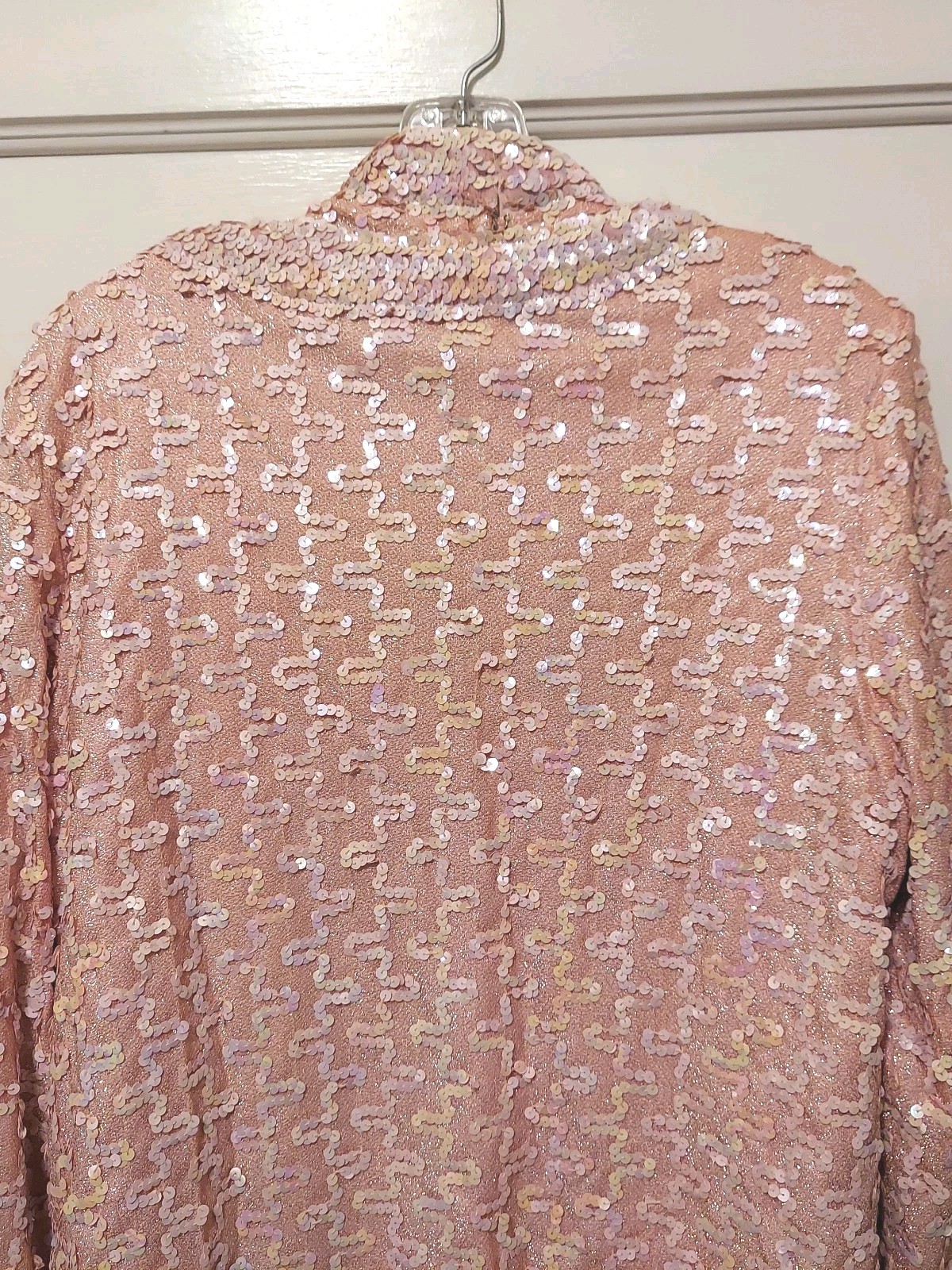 Vtg Lilli Diamond Ladies 2 Pc Pink Sequined Lined Jacket & Top Set