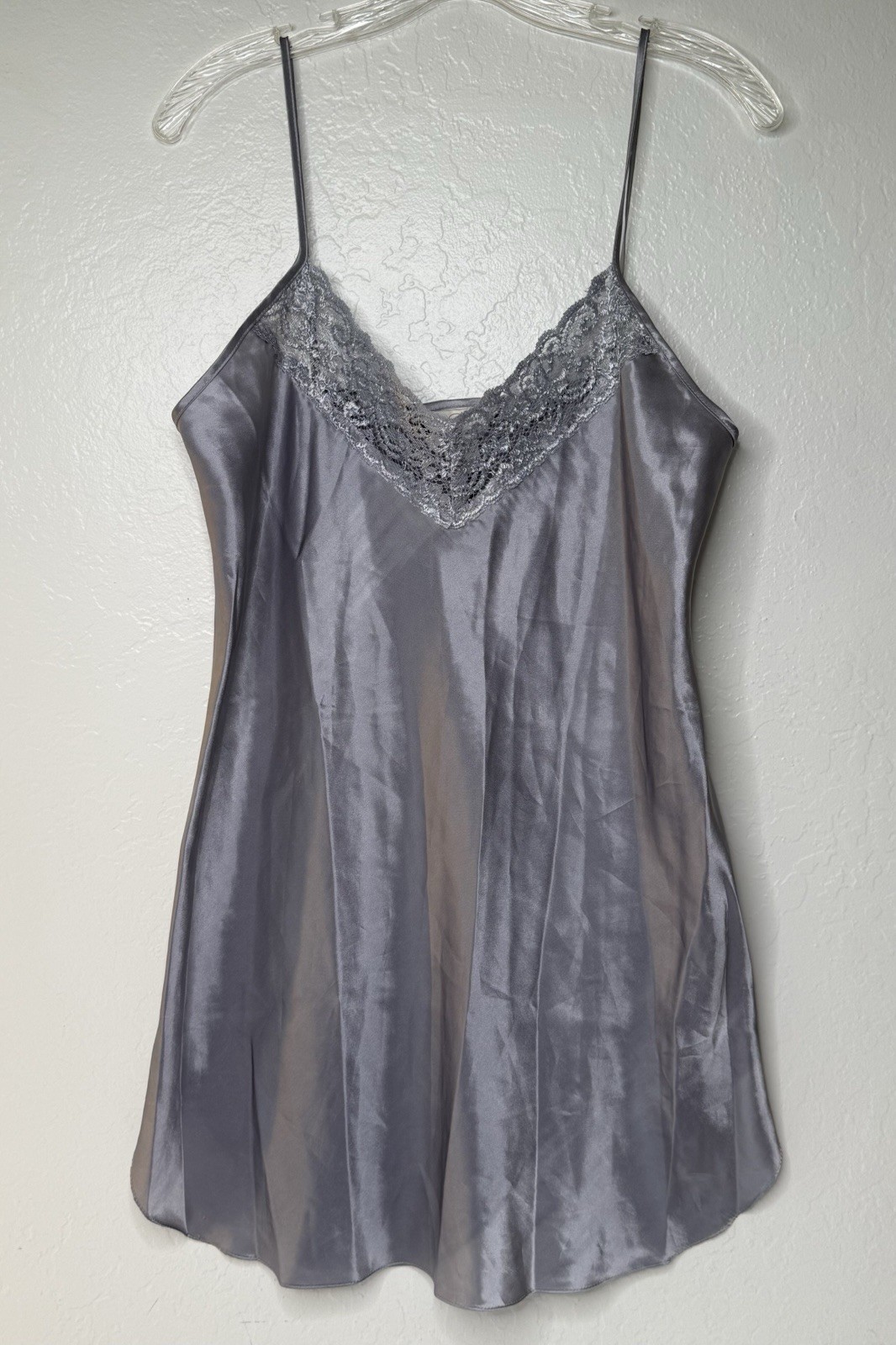 Vintage Private Luxuries Lavender Lace Slip Dress Sz M Coquette Nightgown Sexy