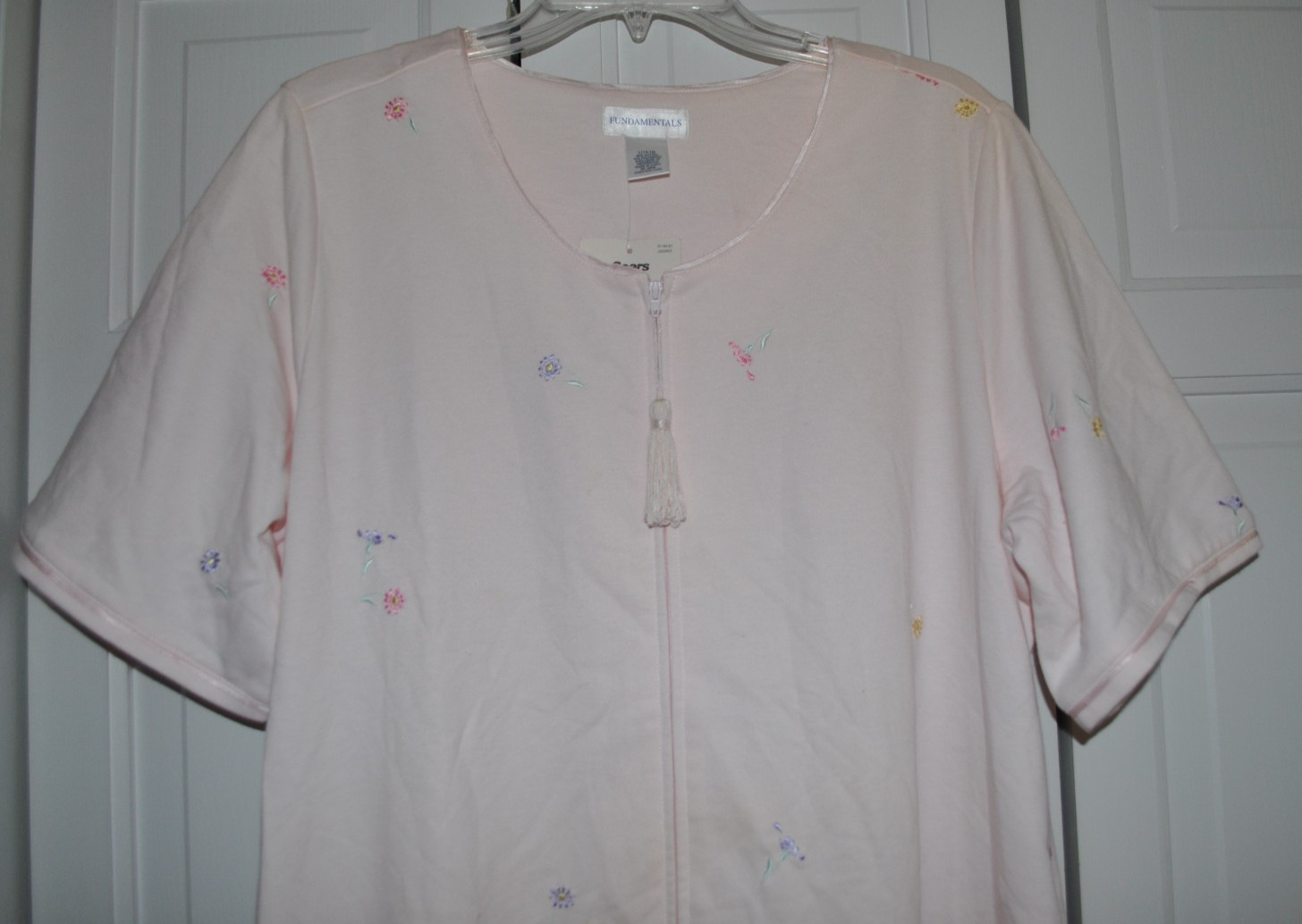 Vintage Sears Fundamentals Zip Front Robe House Coat Size Large (14-16) Pink NOS