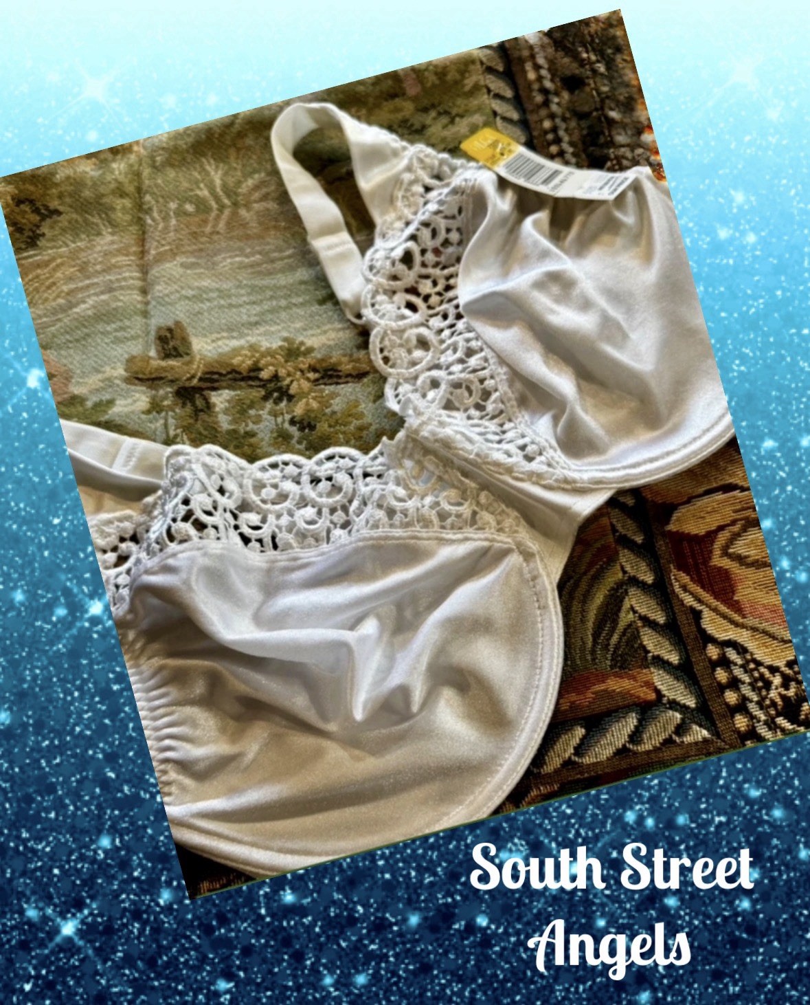 VINTAGE OLGA 33511 WHITE ~ LACE EDGINGS SATIN EMBROIDERED UNDERWIRE BRA 38DD