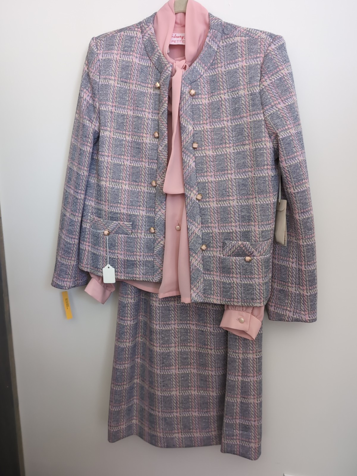 Vintage New Old Stock Still Has Tags Henry Lee Skirt Suit Tweed Pink Yellow And