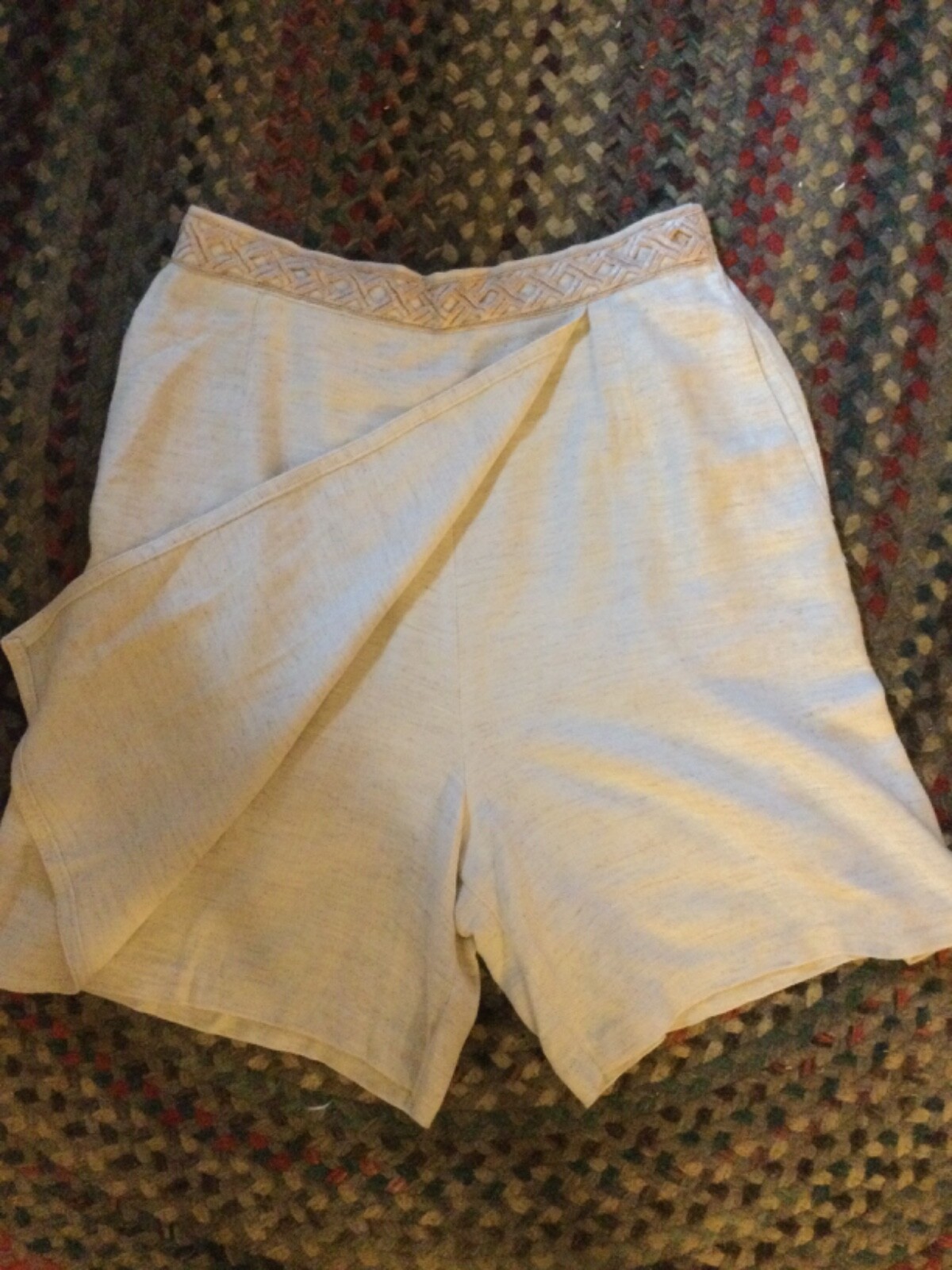 Womens’ Vintage B.X.B. Oatmeal Mid-Weight Rayon Linen Culottes Made in USA SZ 8