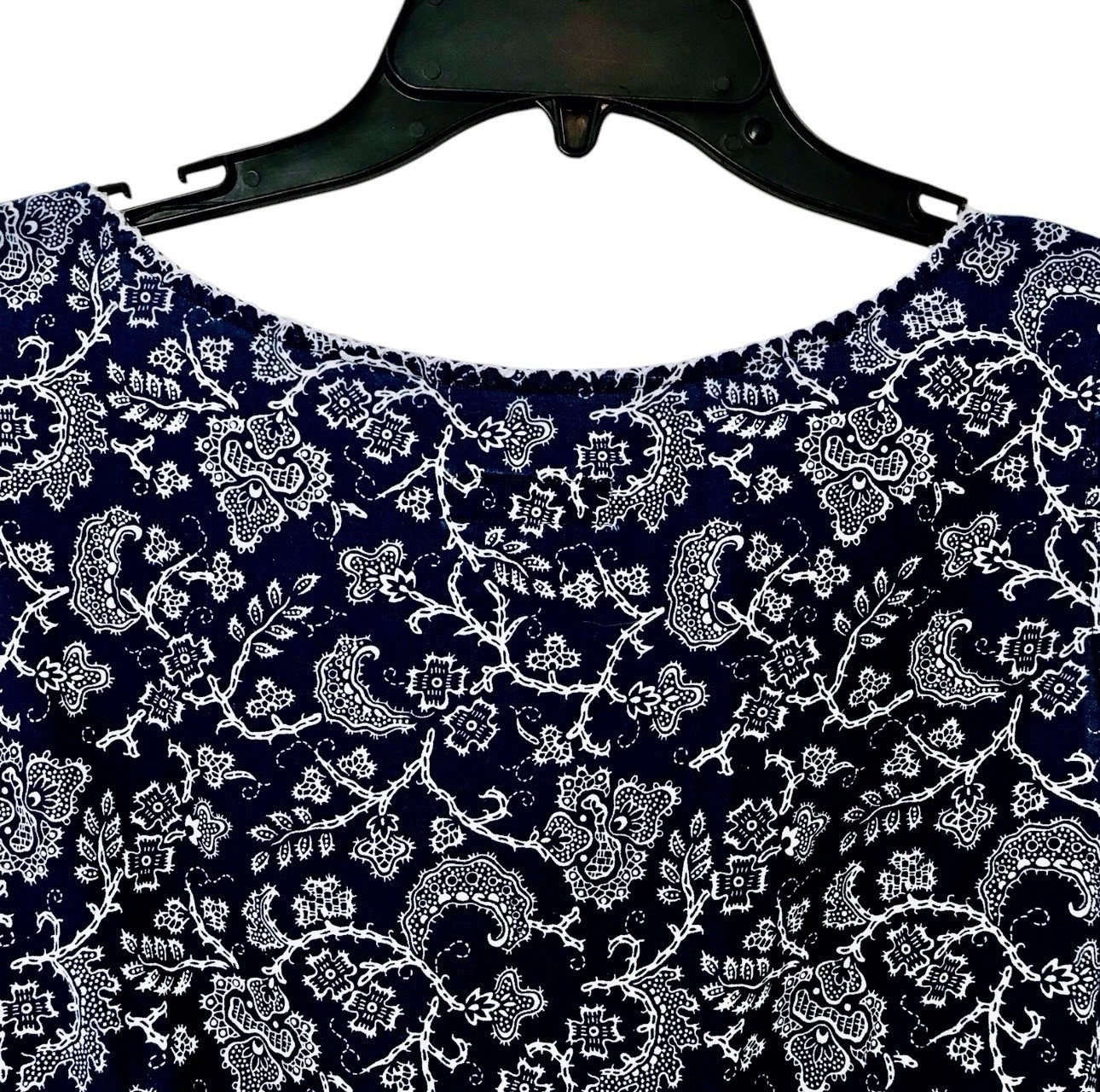 Esprit Vintage 80’s Womens 11/12 Navy White Floral Batik Print Tank Style Dress