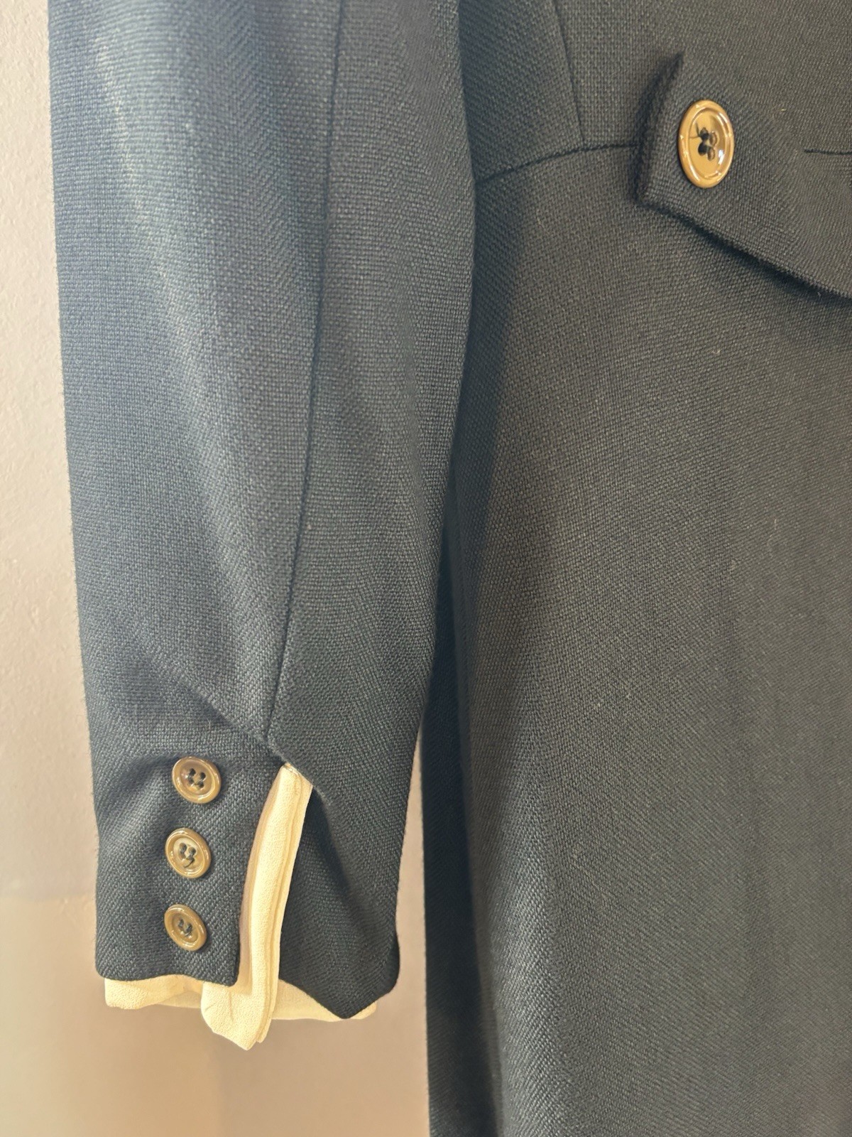 Vintage 1960’S COAT Dress DOUBLE BREASTED FINE KNIT BELTED BACK