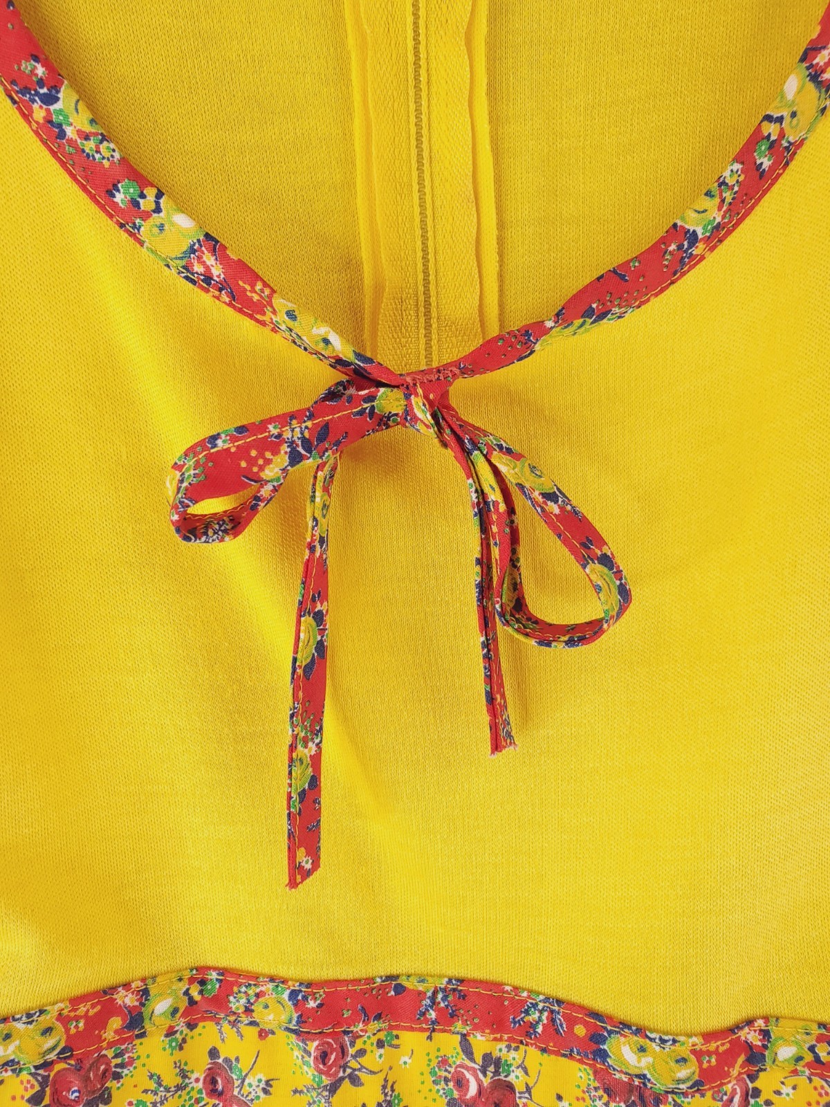 Vintage Jody T Prairie Dress Womens 9 Red Yellow Floral Patchwork Calico 70s