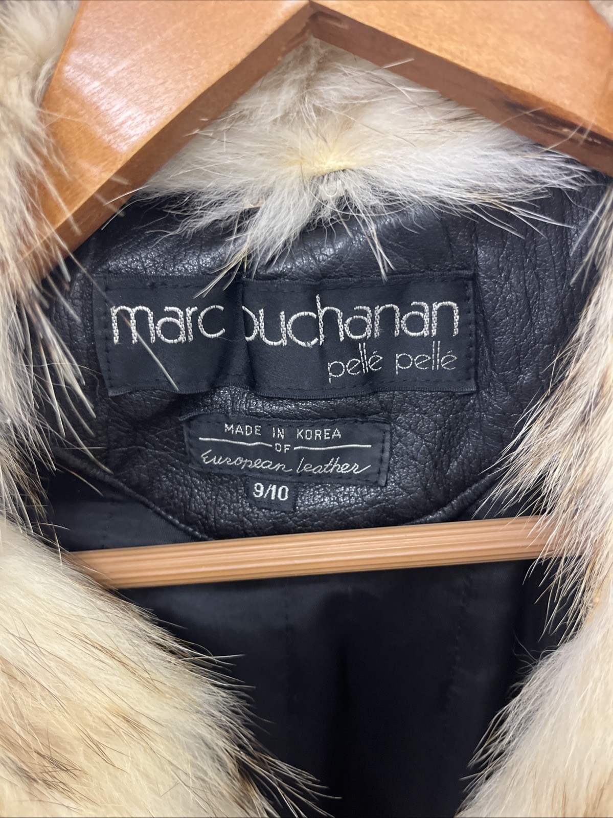 Vintage Pelle Pelle Leather Trench Coat Jacket Marc Buchanan M Fur Trim Sz 9/10