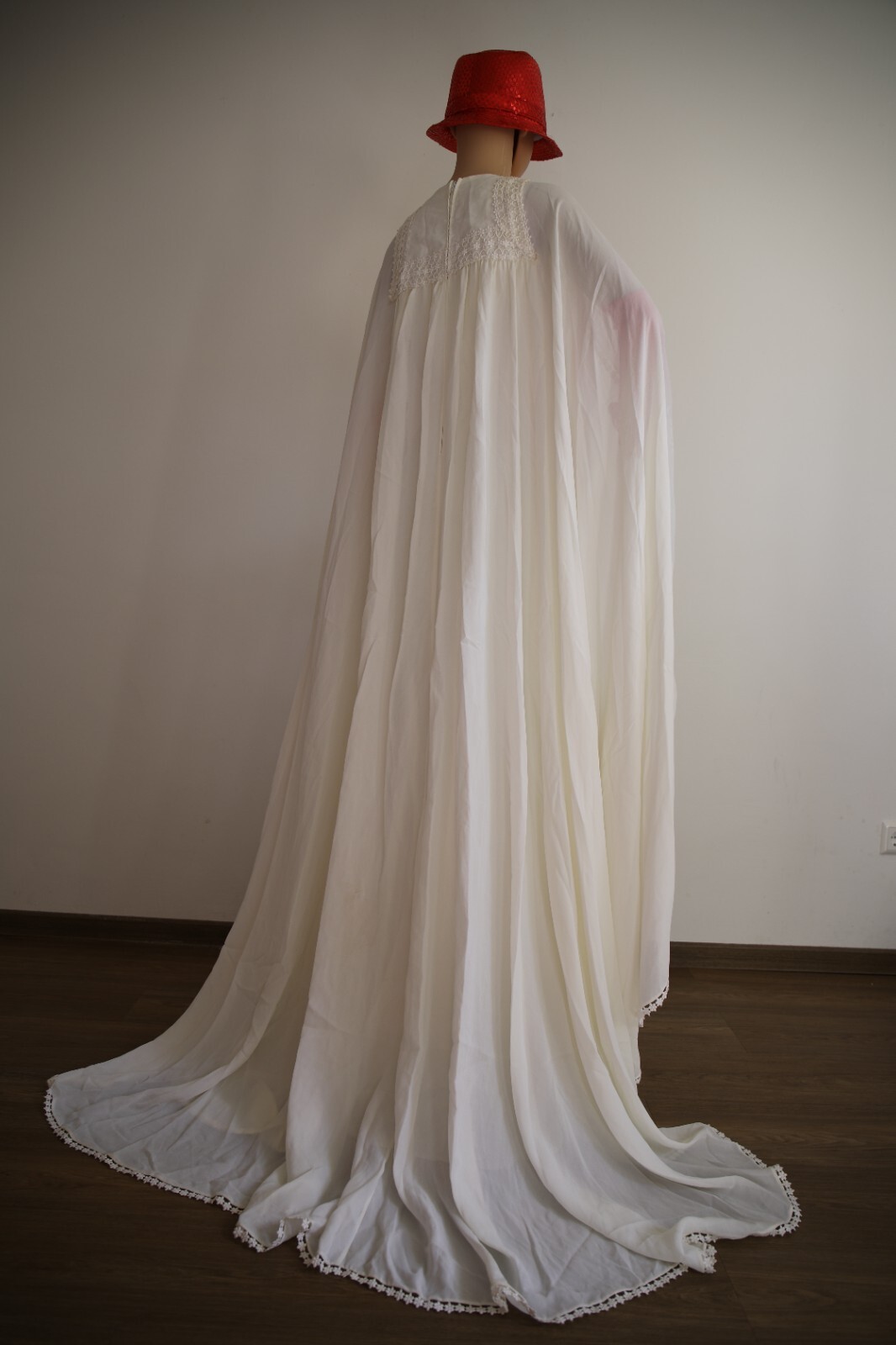 Rare Vintage Bridal Dress 1960’s Maggy Rouff Paris Couture Mod🌿Gown Cape
