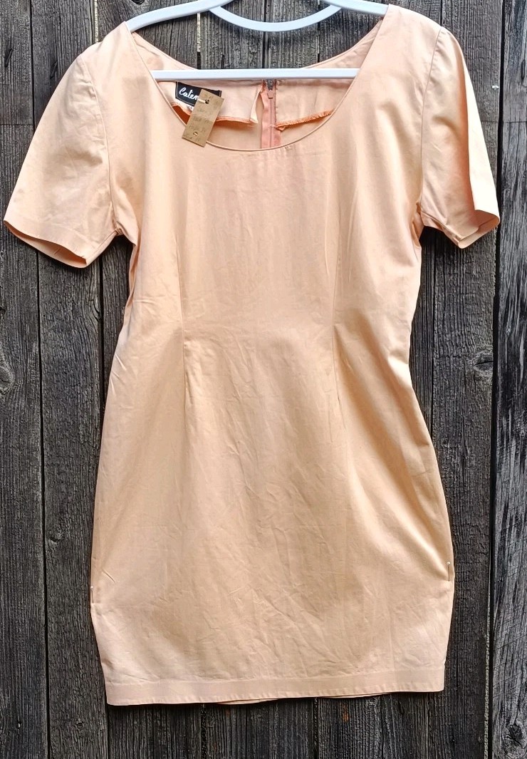 Apricot Peach Sheath Dress 36 S 38 M Vintage Summer Cocktail Dress Catenella Ital