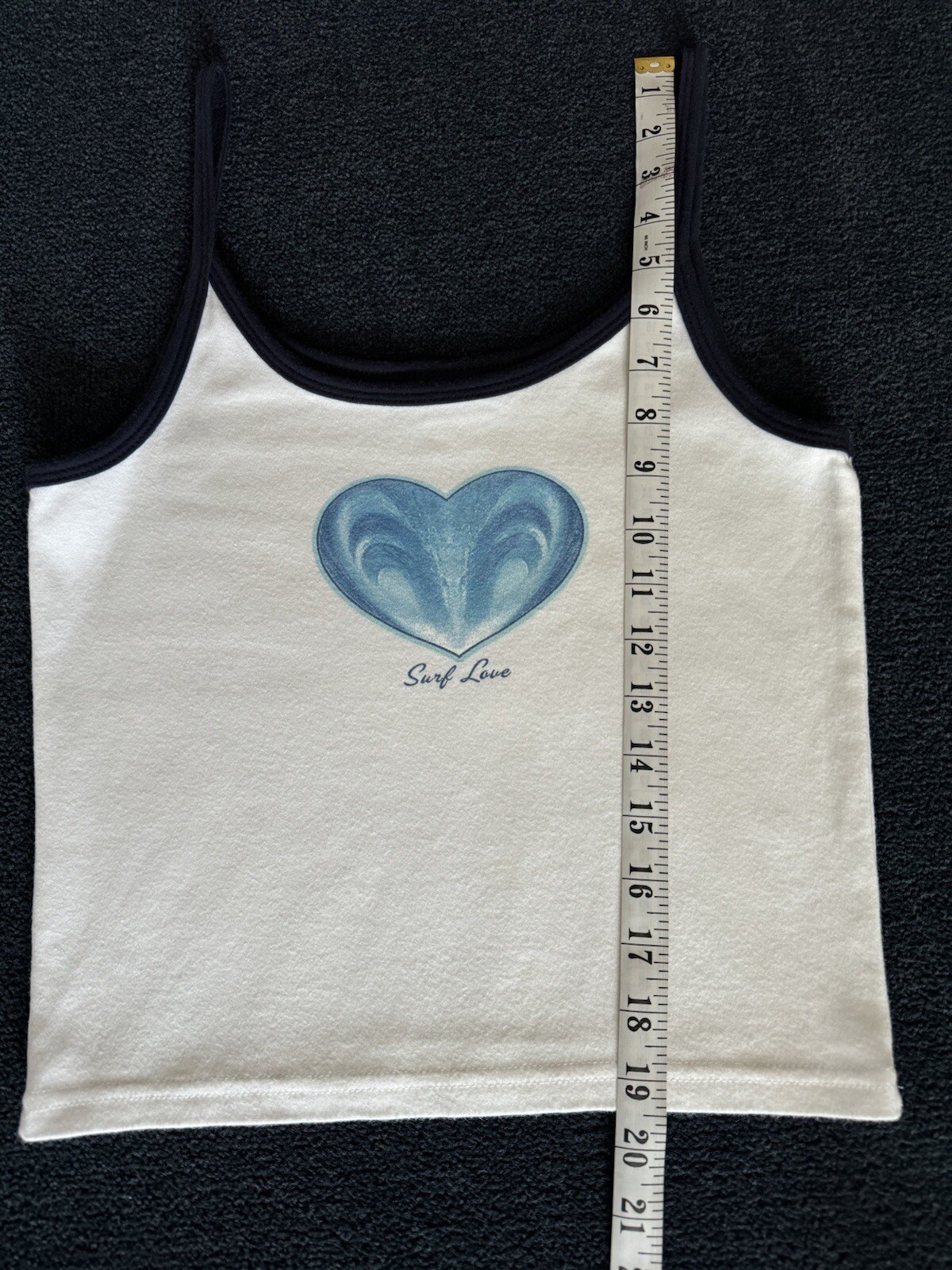 Vintage 90s Y2K Surf Love Heart Tank Top Delias Skate Beach Coastal Waves Summer