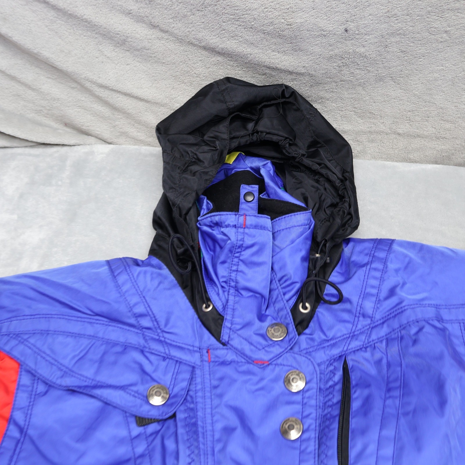 Obermeyer Snowsuit Women Large Blue Rain Wind Belted Retro Winter 80s VTG 34×35
