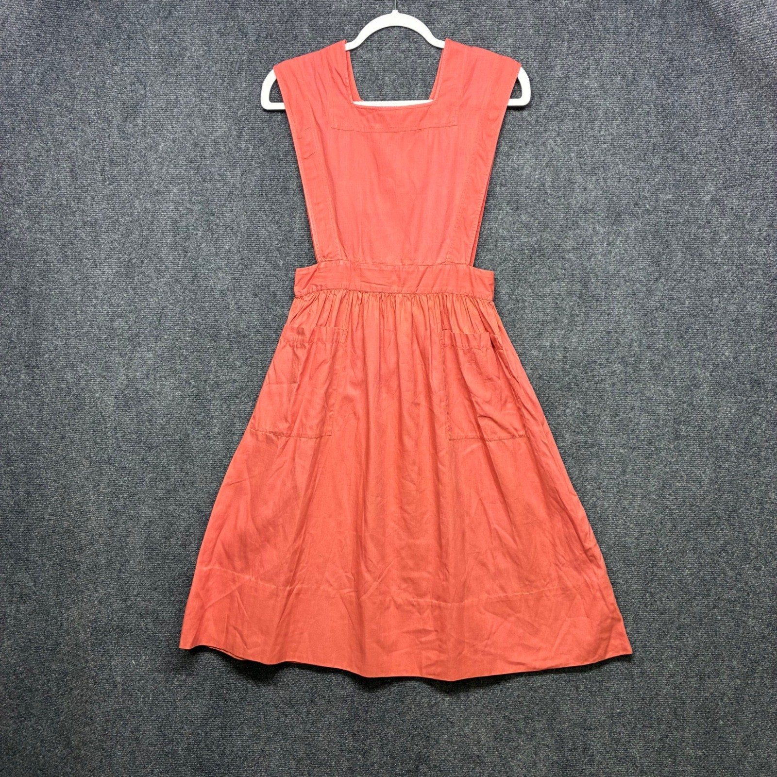 Angelica Pinafore Sanforized Apron Vintage 34 Coral Pink Cotton Button Back