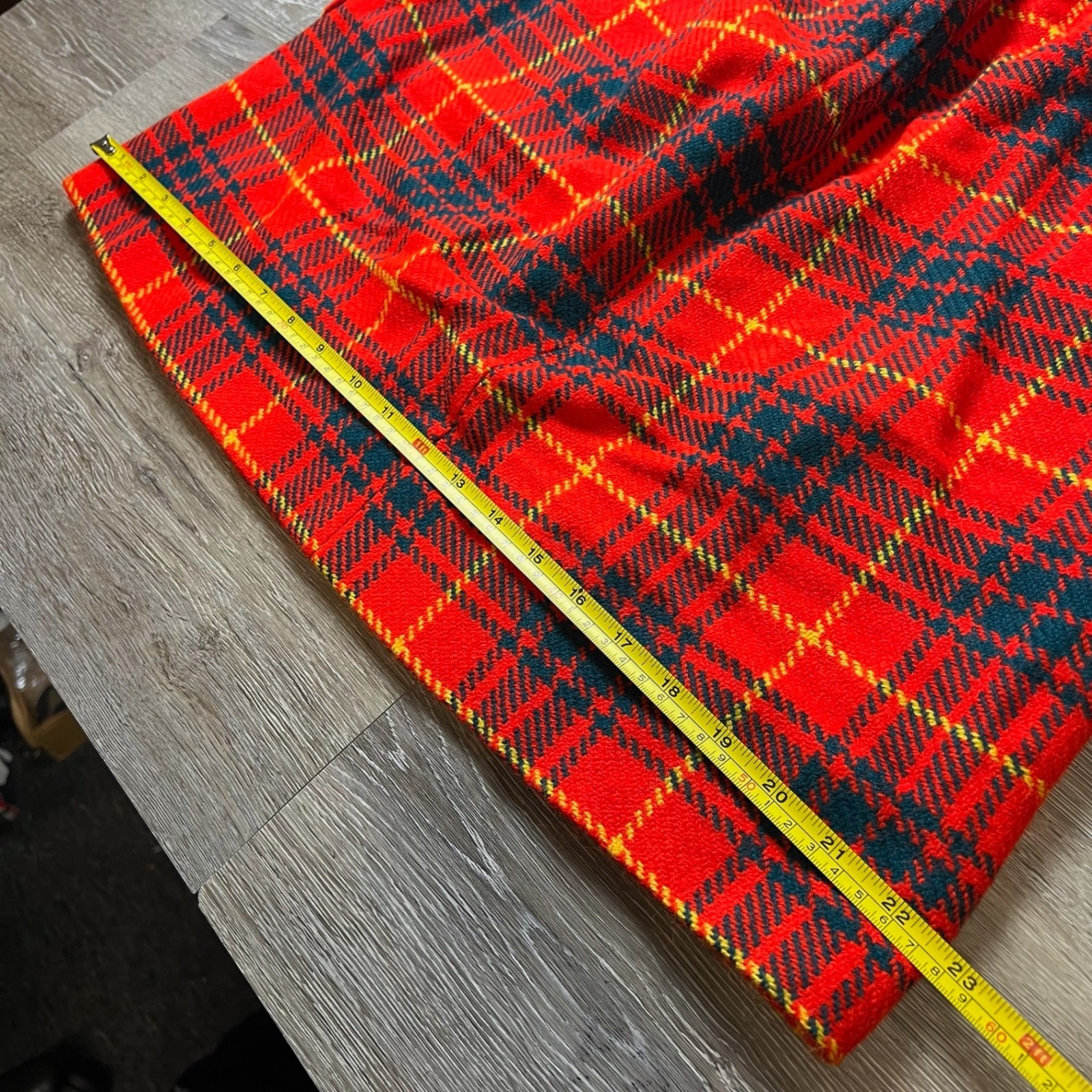 Carol Brent Pinafore Dress Womens XS Red Plaid Vintage Jumper Tartan Gold Button