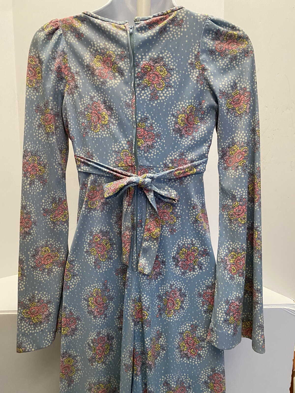 Vintage Phase II 70s Floral Maxi Dress Retro Hippy Boho Ruffled Empire Waist Sm