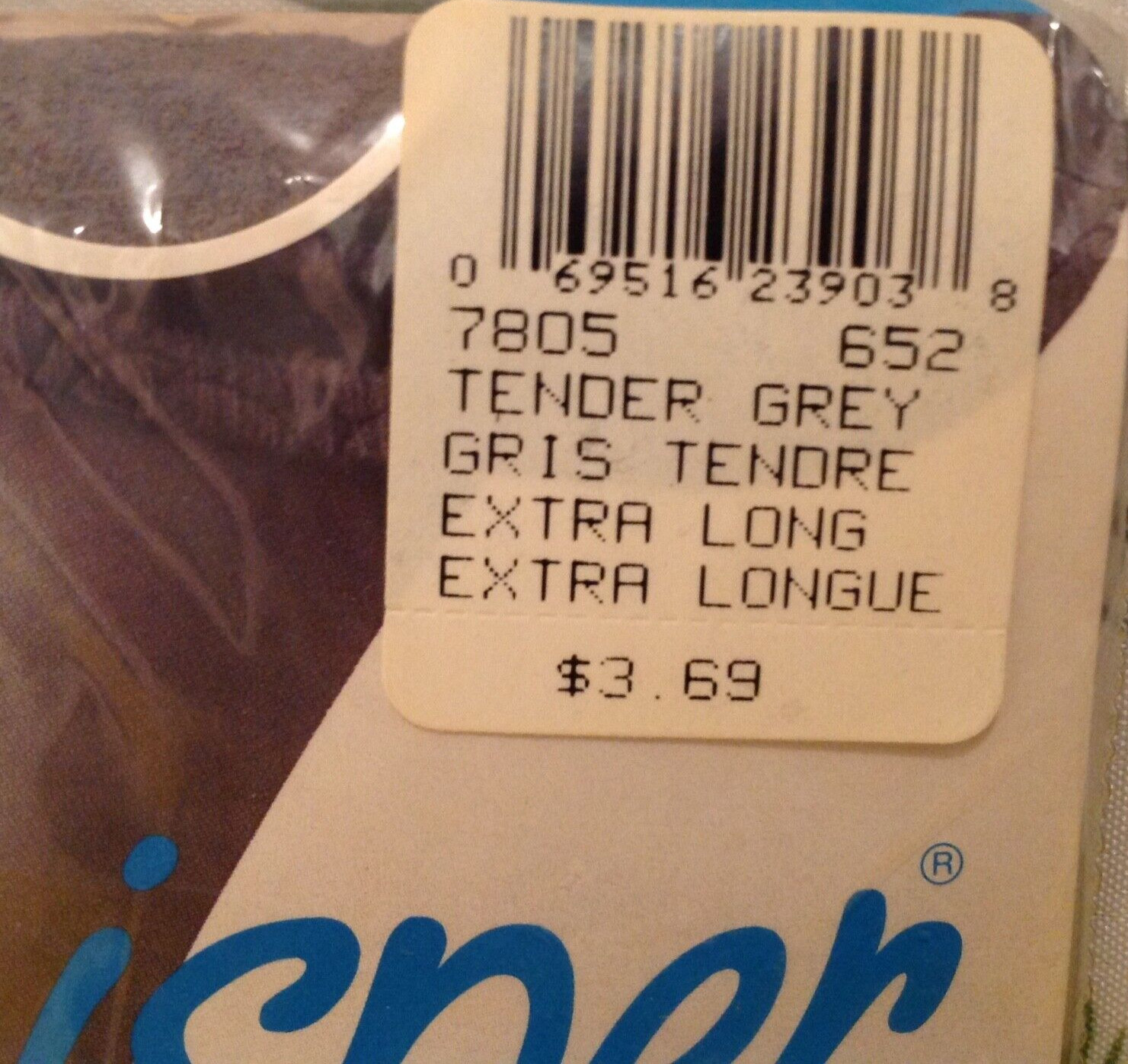 Vintage Pantyhose Whisper Control Top Color Tender Grey Size Extra Tall BWHIS056