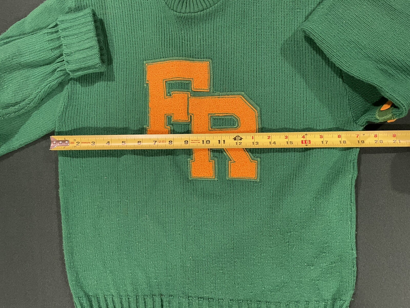 Vintage Womens 82’ Cheerleader Knit Sweater USA Green /Yellow