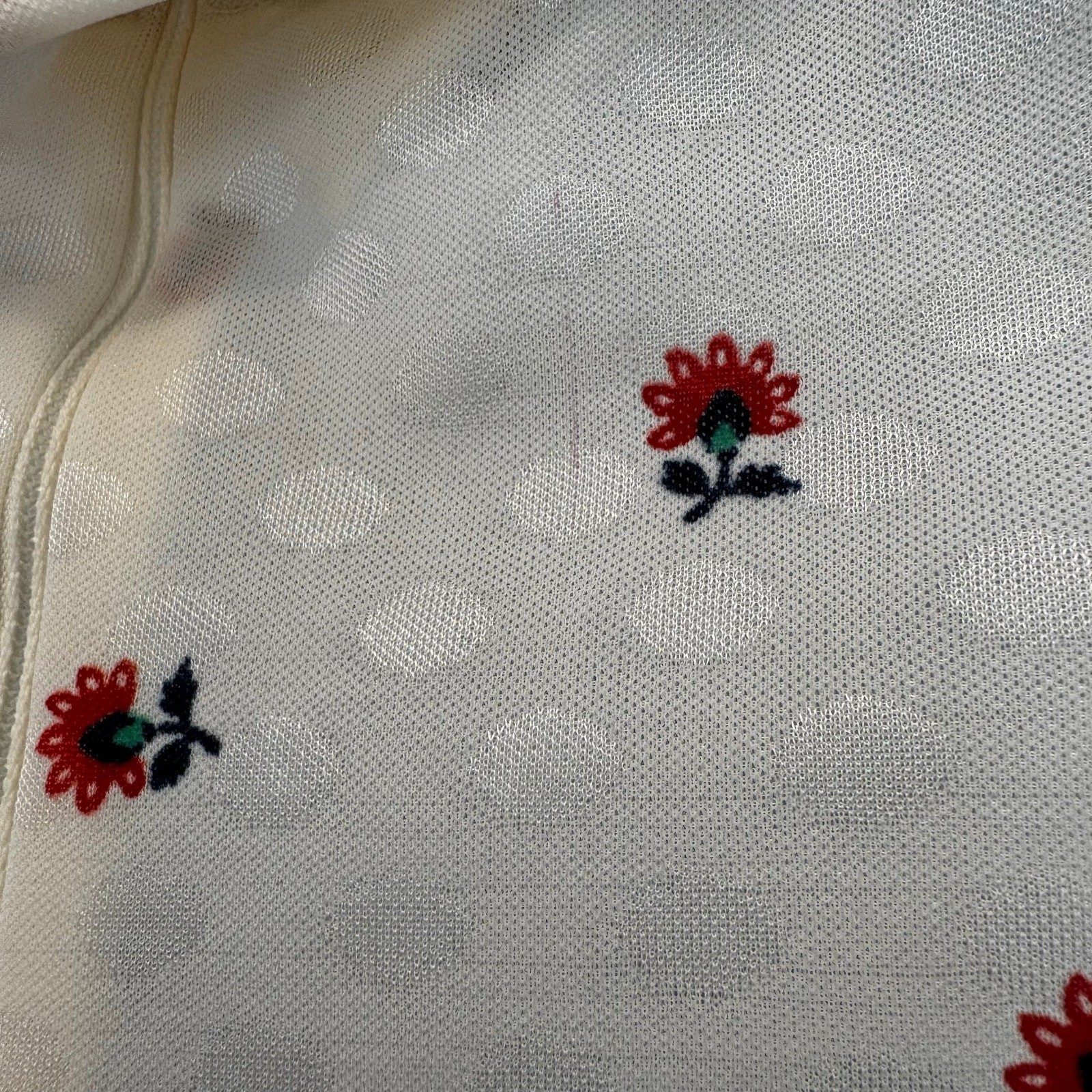 Vintage Sleeveless Floral Mock Neck Blouse Small 70s Union Made Shell Rose Retro
