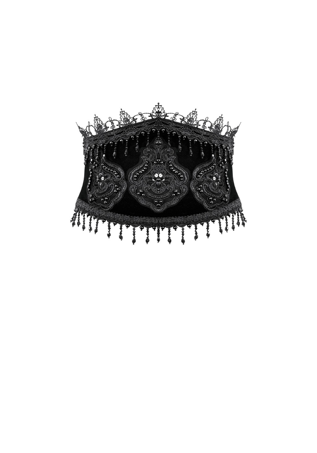 Dark In Love Women Velvet Waist Cincher Vintage Lace Embroidery Wide Waistband