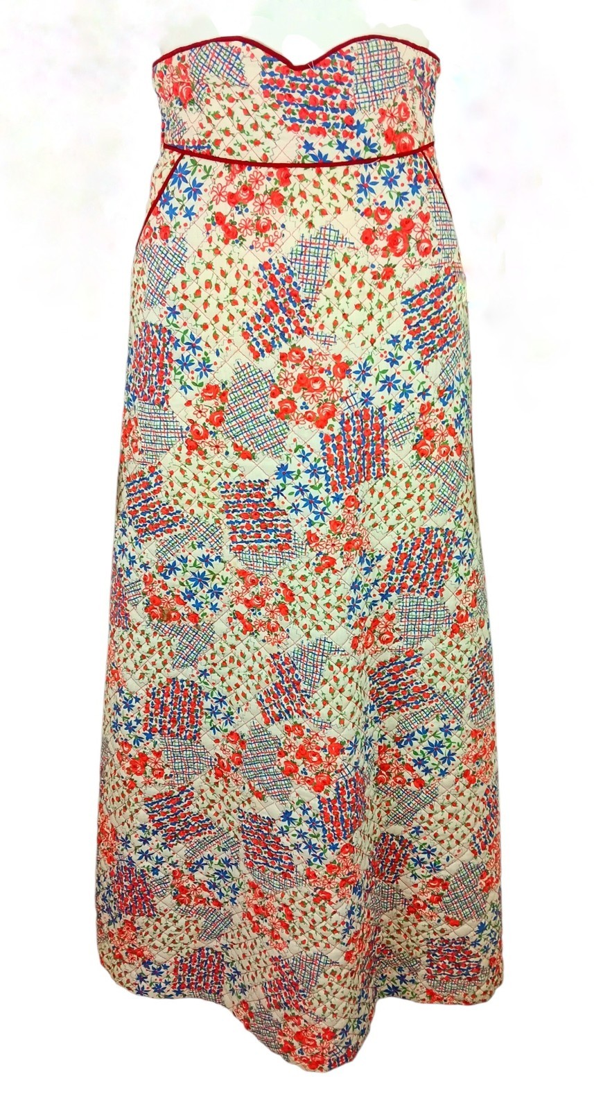 Vintage Mr Topper Of California 70’s Sz 3 Quilted Ditsy Floral A-line Maxi Skirt