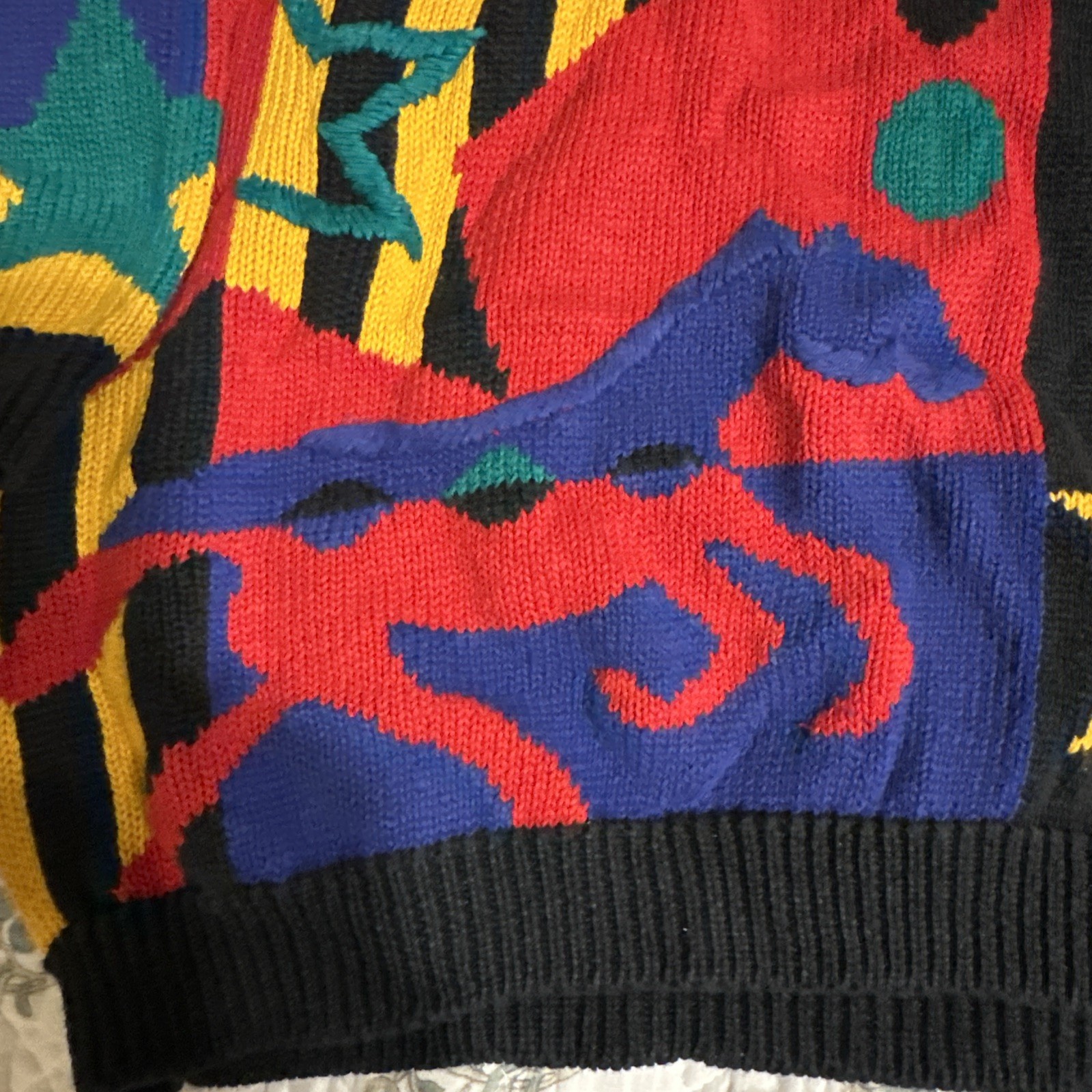 Women’s VINTAGE 1993 I.B. DIFFUSION RETRO 3D Knit Horse SWEATER L