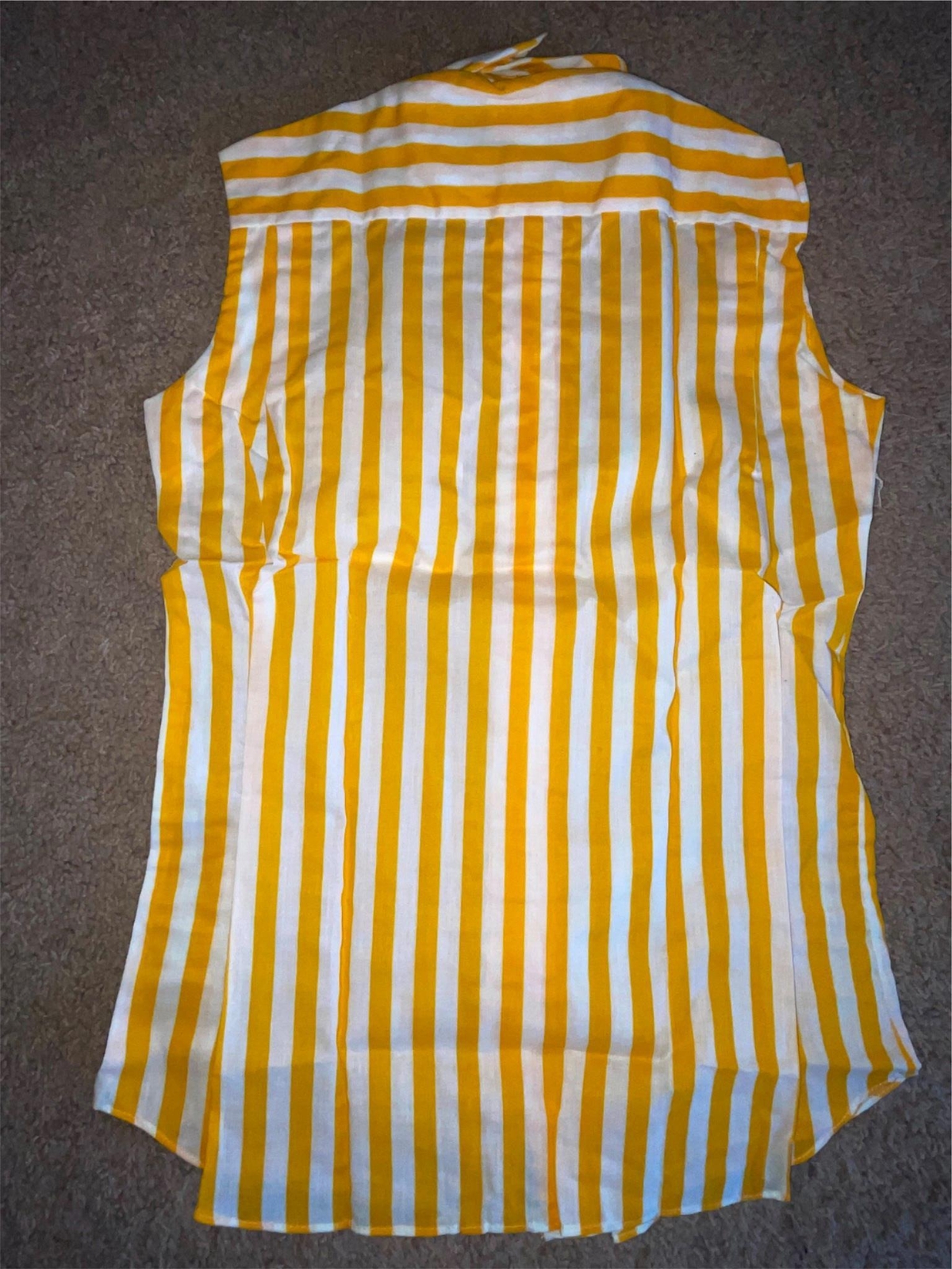 VTG 70S WOMENS 32 XS NEW YELLOW STRIPED BUTTON SLEEVELESS EQUESTRIAN HORSE SHIRT
