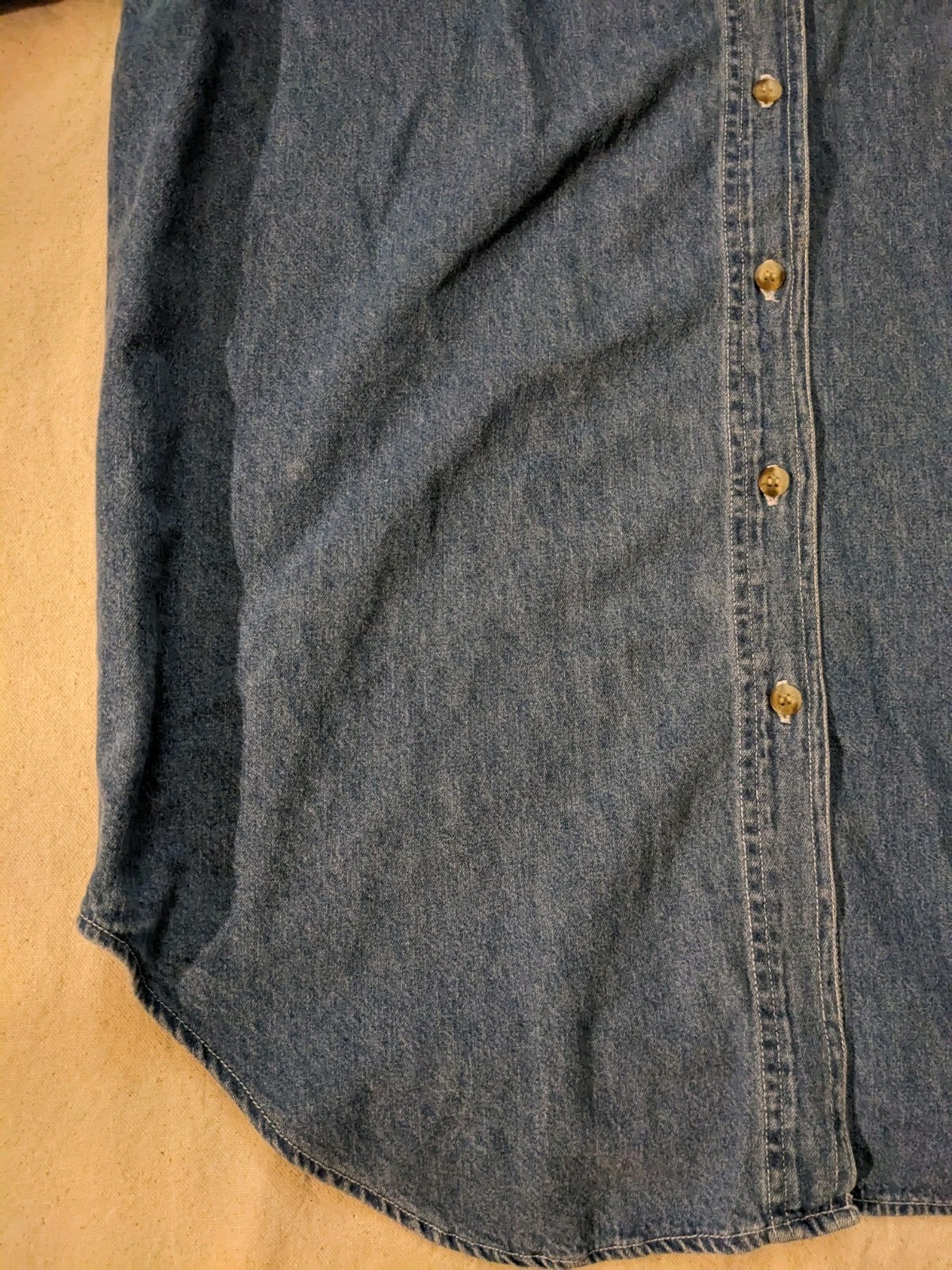 Vintage Let’s Quizz Again Embroidered Button Up Denim Shirt Cowboy Teddy Bears M