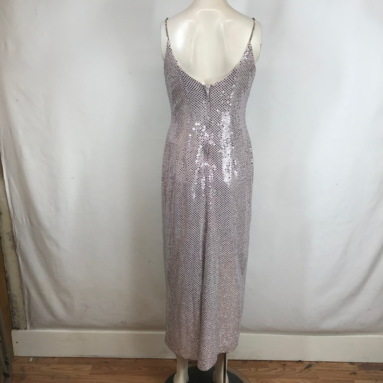 Scott McClintock VintageSequin Maxi Dress Rhinestone Straps Sz 6 Petite