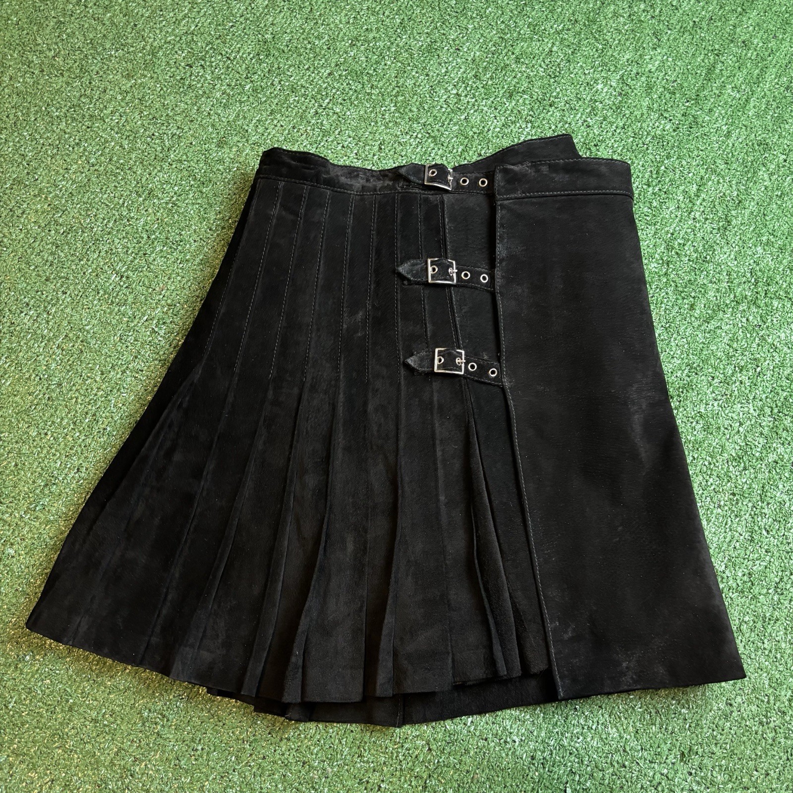 Vintage Michael Hoban North Beach Suede Side Buckle Punk Skirt RARE Y2K SZ3/4 XS