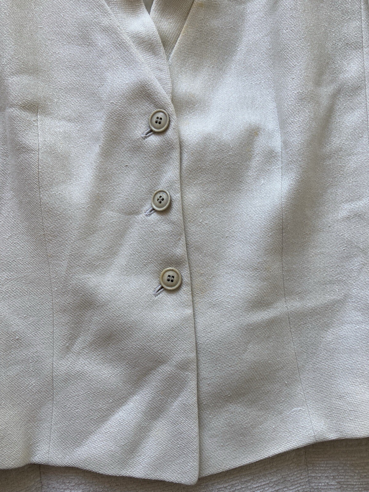 Armani Collezioni Blazer Women’s 46/M Vintage Linen Cream Ruffle Neckline accent