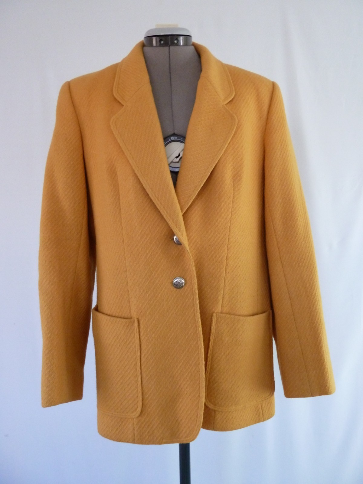 Vintage Evan Picone 100% Wool Union Mustard Yellow Princess Seam Coat 12 USA
