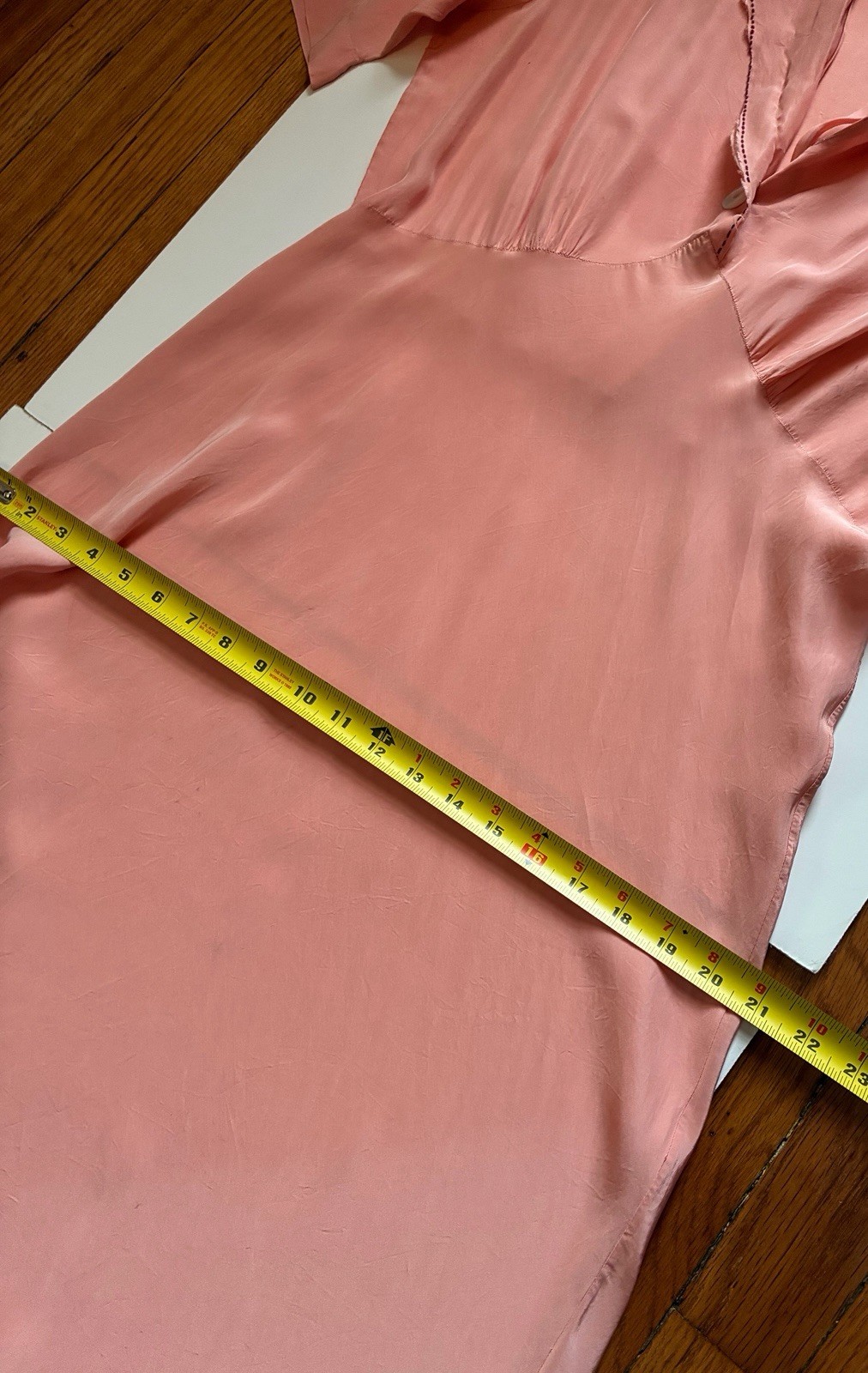 Vintage 1940S Lounge Gown Night Dress Pink/Peachy Bias Cut Size Med For Template