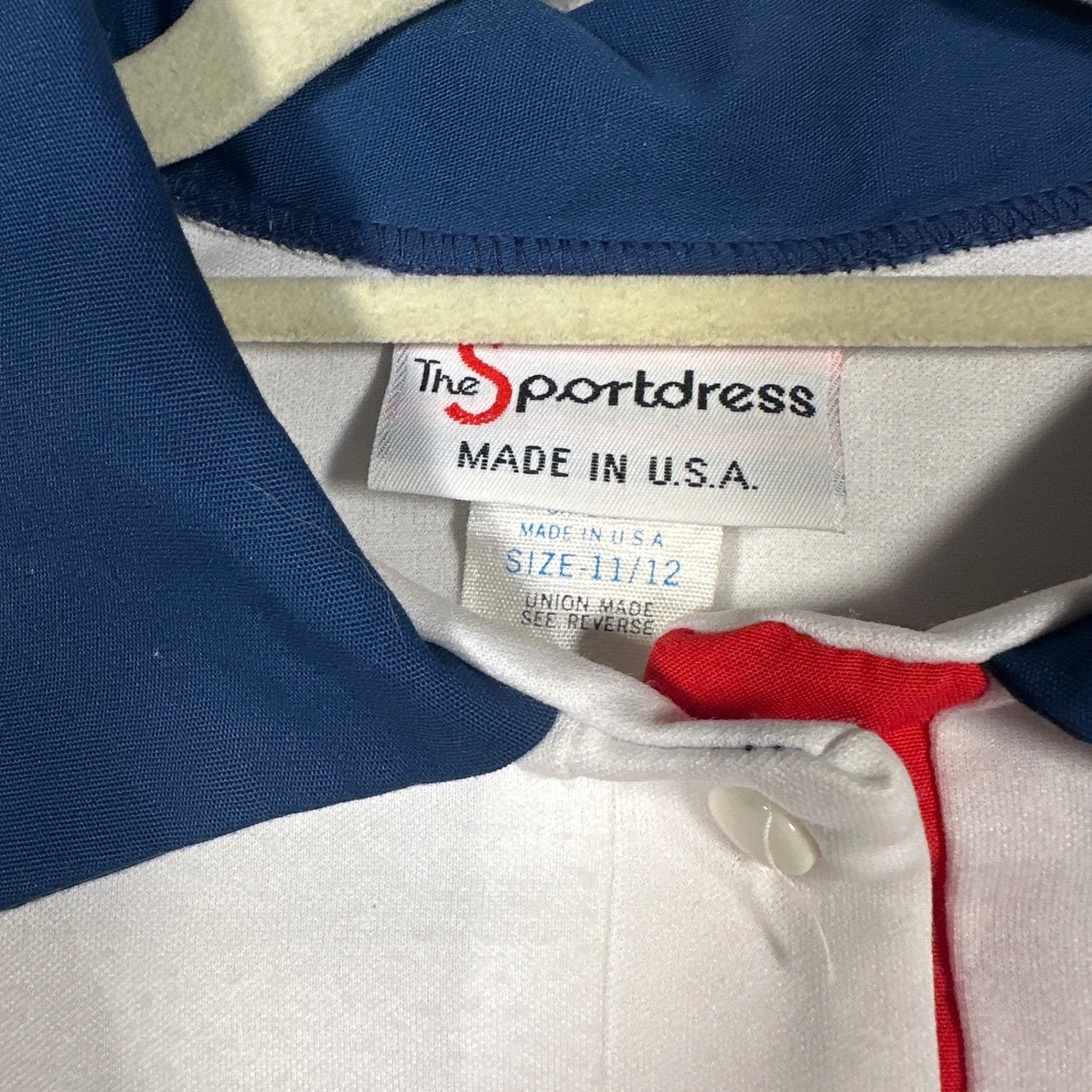 Sears The Sportdress Dress Women 11/12 Blue White Red 70s Vintage Union Made USA
