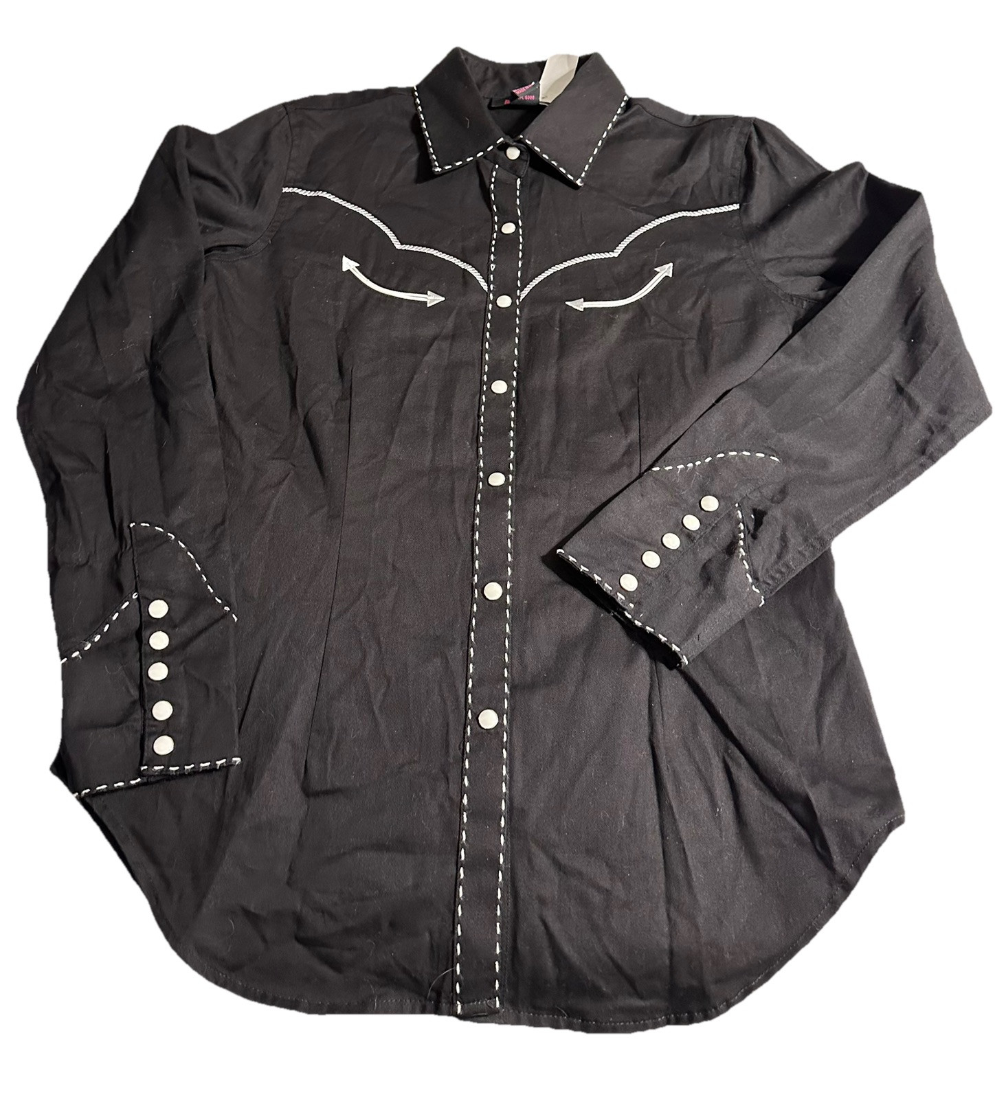 Rock & Roll Cowgirl Pearl Snap Women’s Shirt Western Black White Sz M NWTS