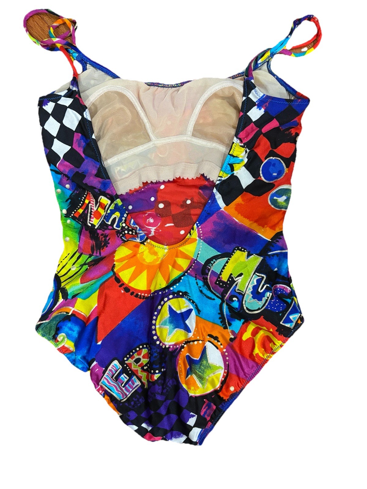 Vtg 80s 90s Gottex Bathing Suit Sz 8 Bold Pattern Colorful Abstract One Piece