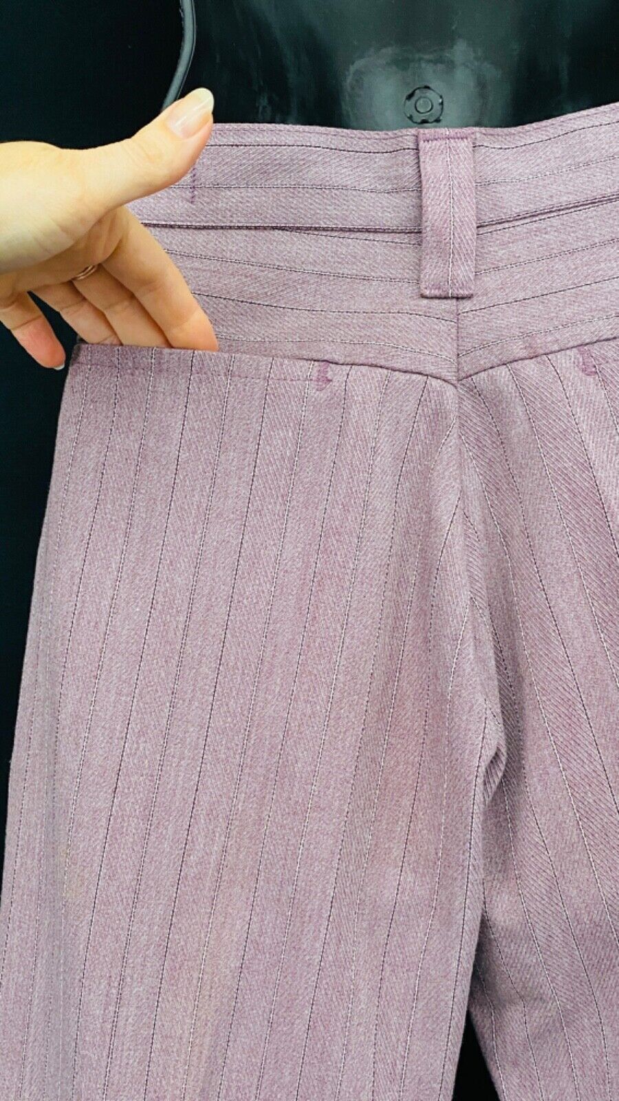 Vintage 1970s purple striped pants, straight leg slacks pleated Farah XS pink