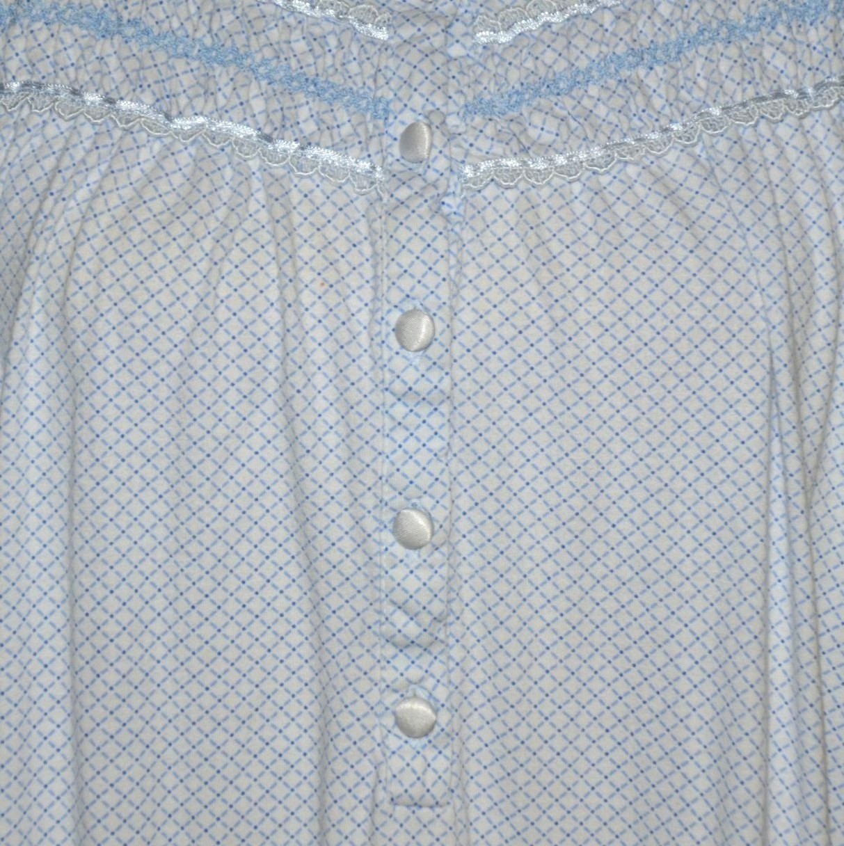 Vintage Blue Ballet Length Pull Over Blue Nightgown Scalloped Neckline Size L
