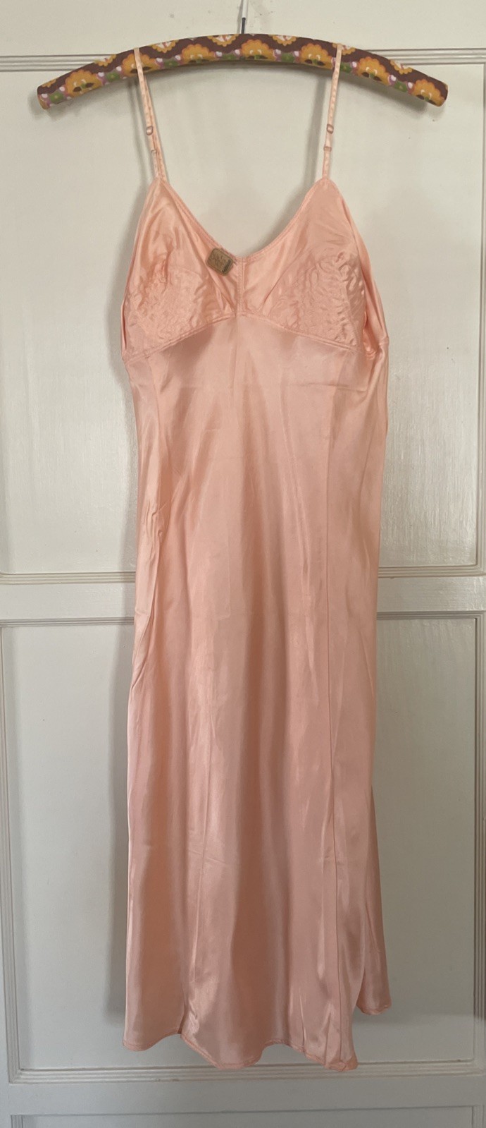 Vintage NOS 1940s Uni-Slip Pink Full Slip Dress Sz 38 W/Tags USA Pointy Bra