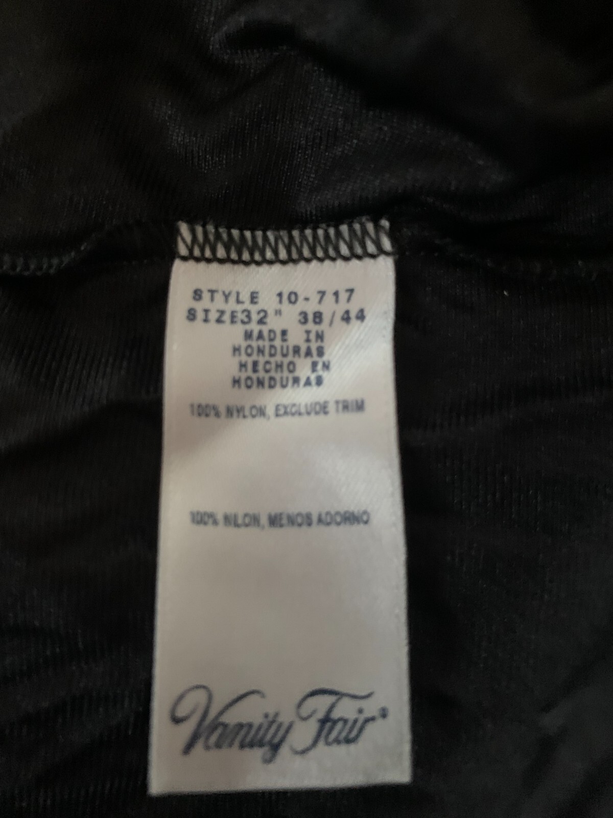 VANITY FAIR LONG FULL SLIP NIGHTGOWN GOWN CLASSIC BLACK SIZE 32 TAG 38/44