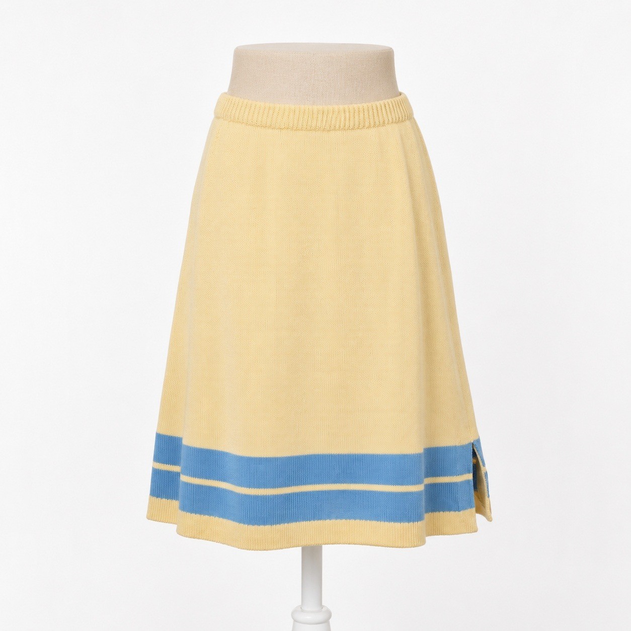 Vintage Yellow Knit Midi Skirt Sz M Butter Yellow Retro Sporty Preppy Schoolgirl