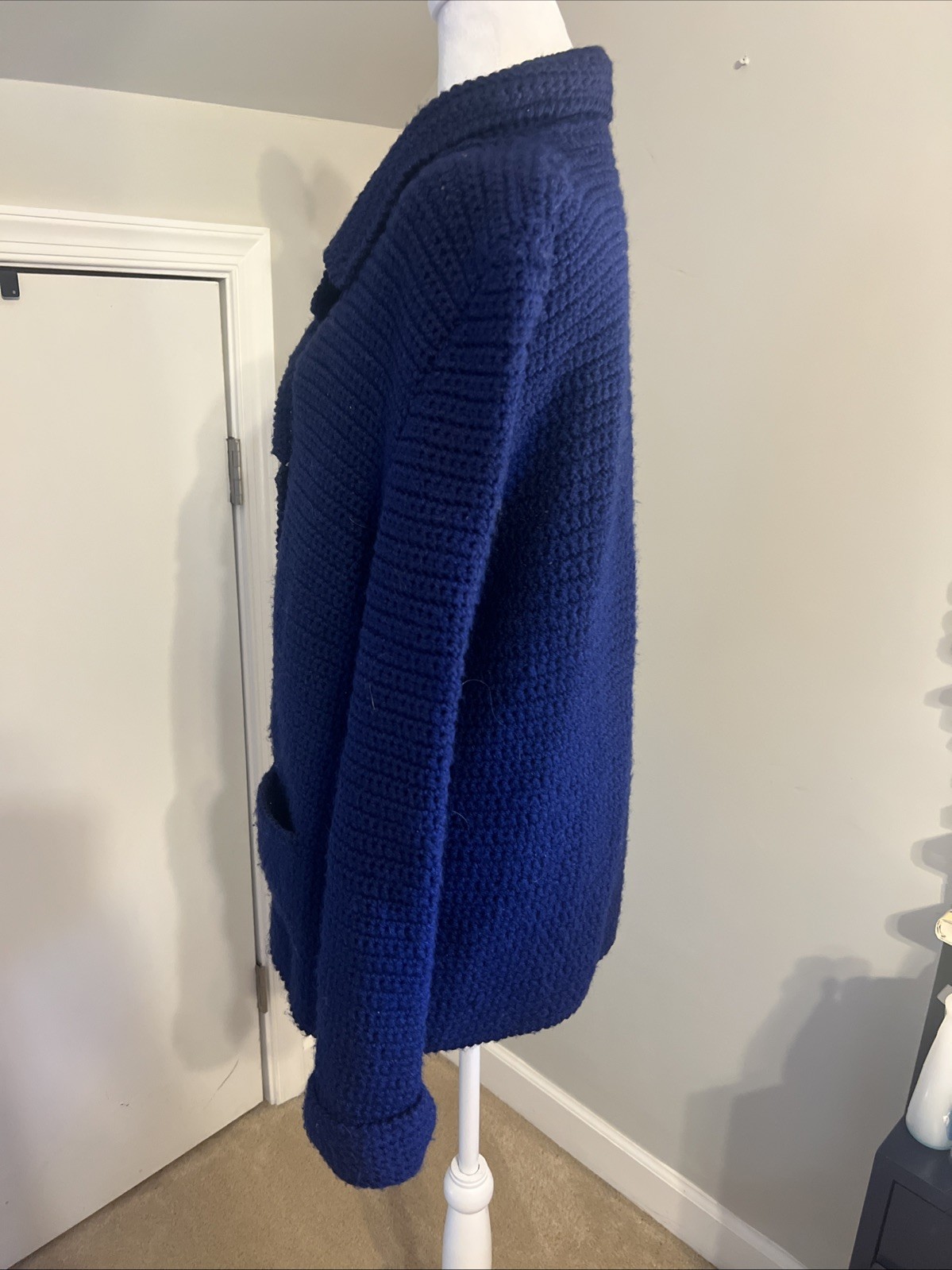 Vintage Hand knit Sailor Nautical Sweater Women’s Blue 100% Wool 1970’s