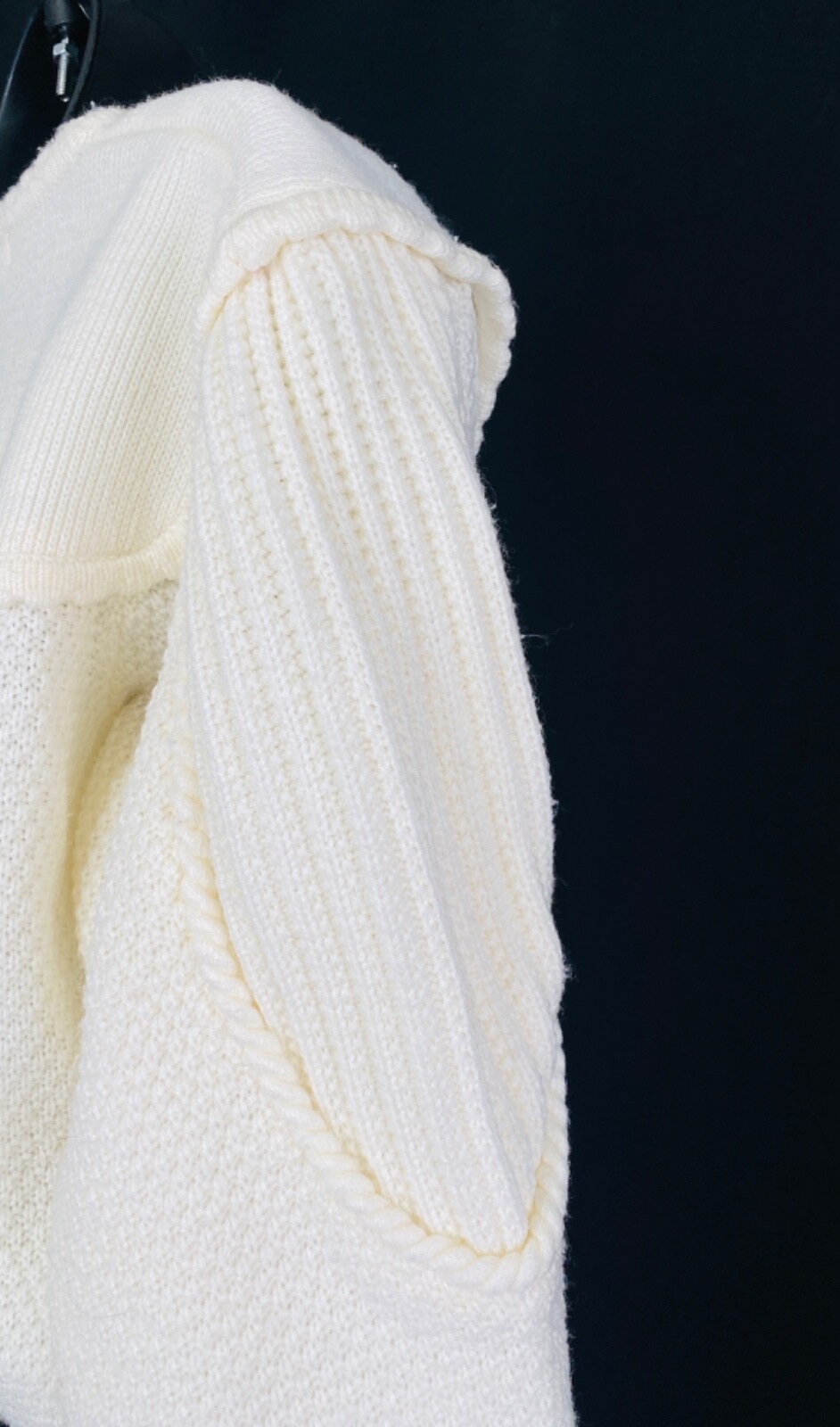 Vintage 1980s white sweater, Victorian style oversized crop cardigan knit top M