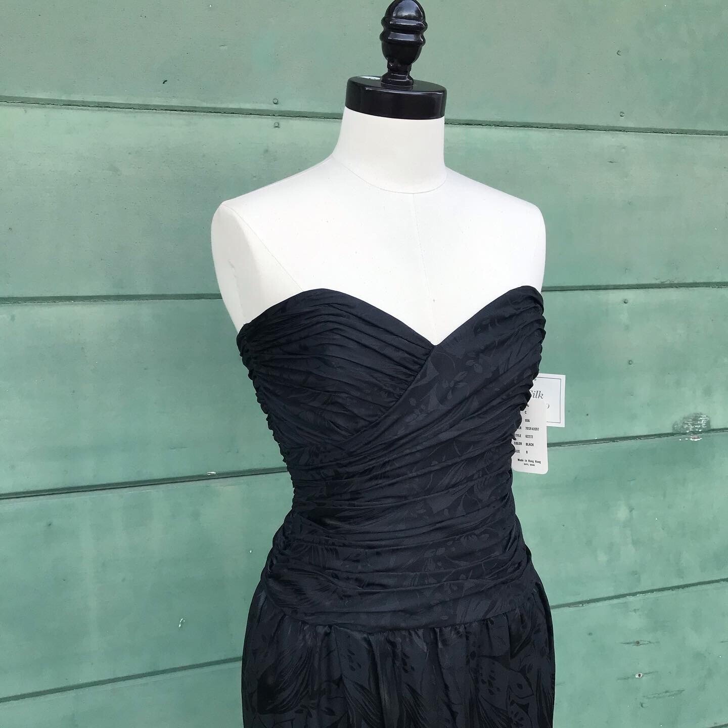Deadstock NWT 1980’s Vintage 80s 1990’s 90s Black Silk Party Cocktail Dress S M