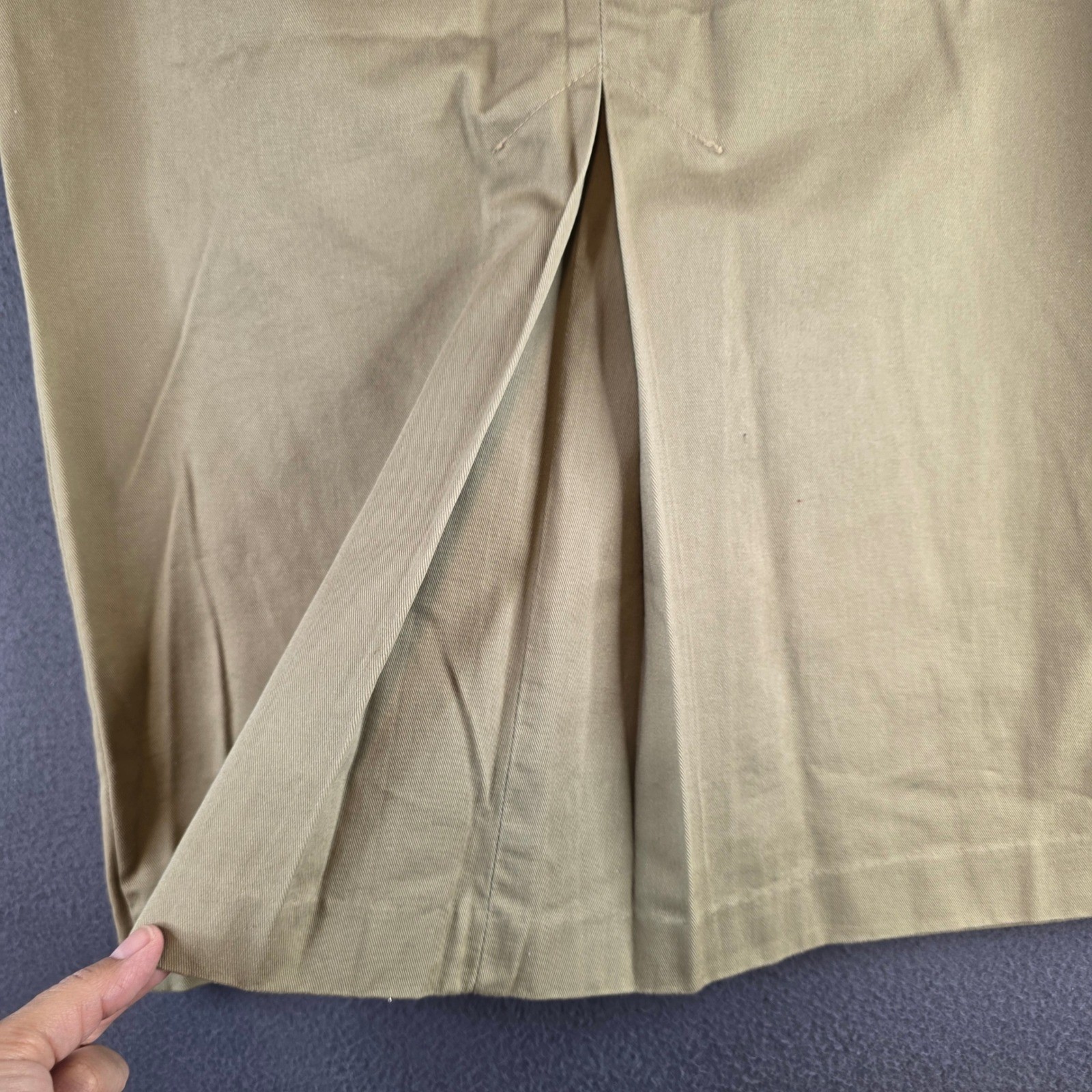 Gotcha Covered Maxi Skirt 30″ Waist Khaki Button Front Pleated Cotton Twill USA