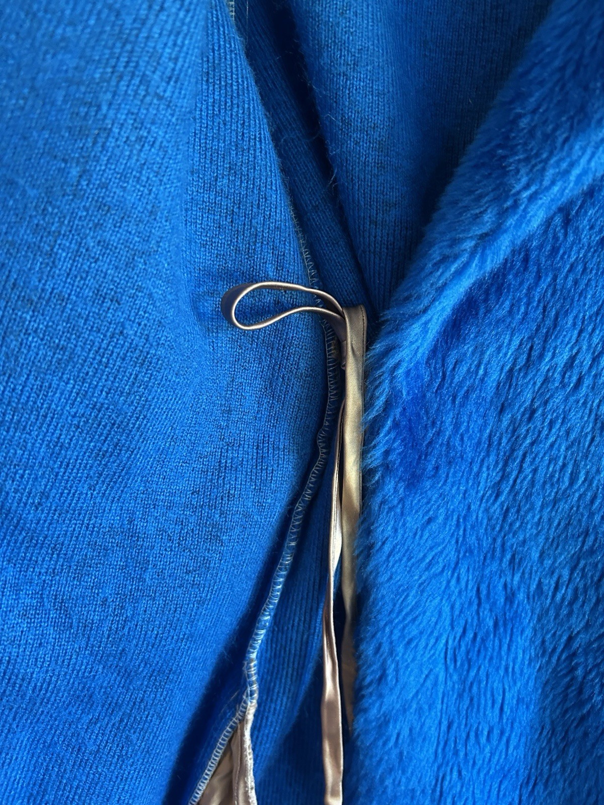Vintage 70s Faux Fur Maxi Coat 12 Electric Blue Mod Belted Wrap Robe Boho Glam