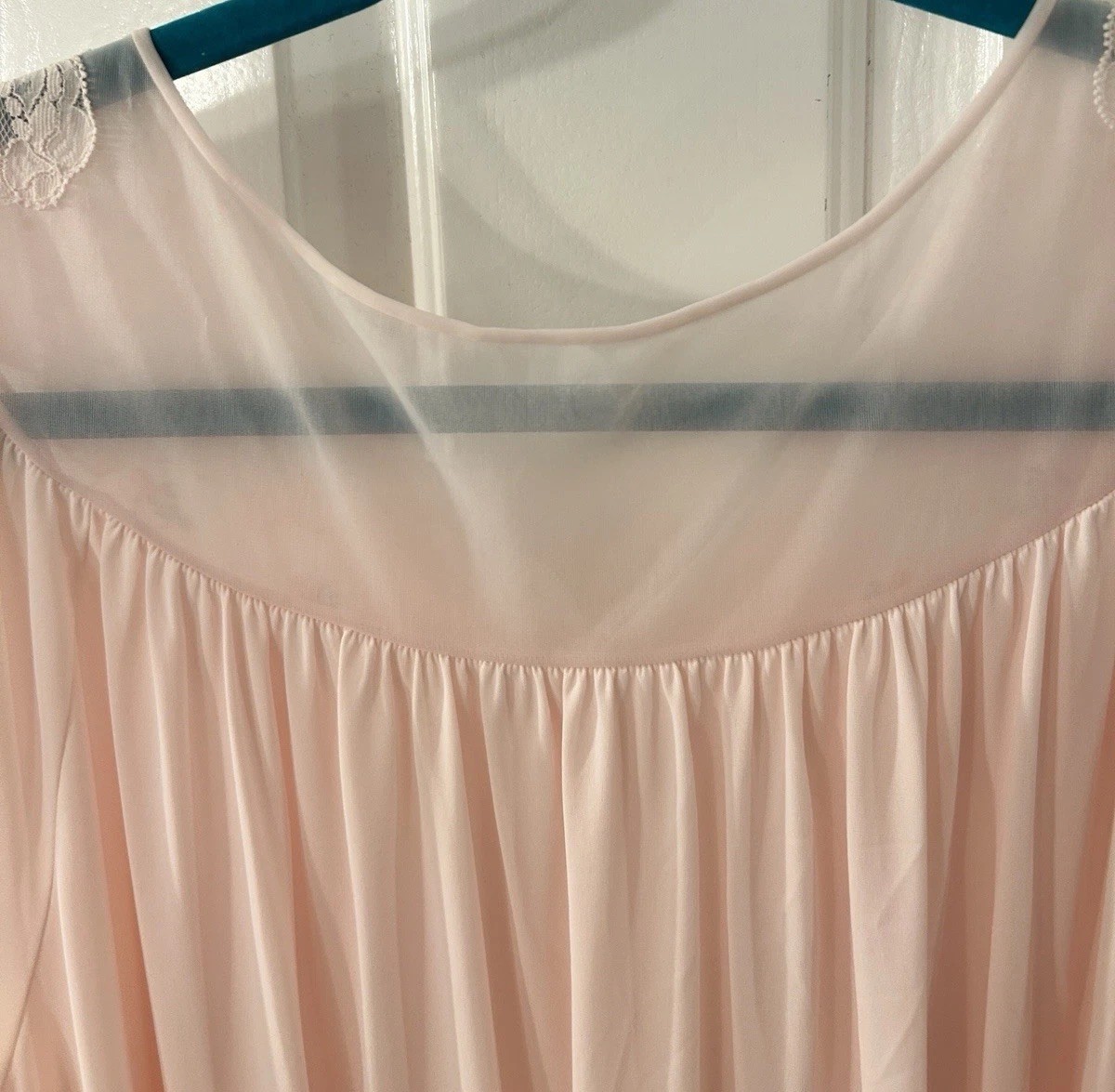 Vintage 2 Piece SHADOWLINE Pink Lace PEIGNOIR Robe (M) And Nightgown (L) Set