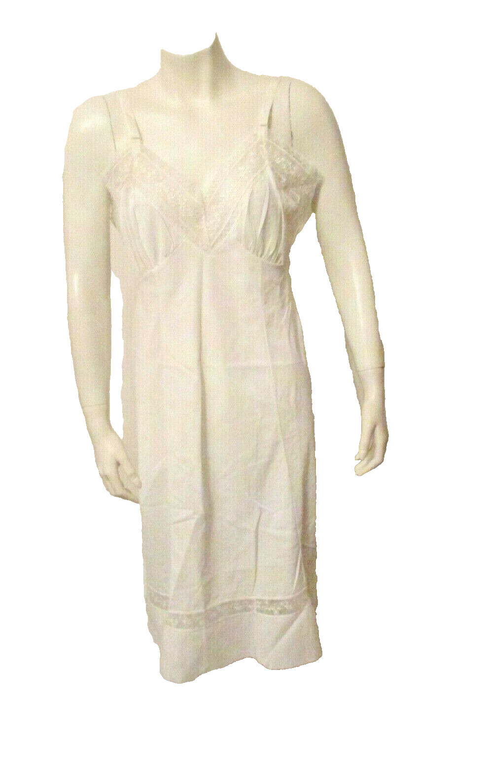 Isis Nylon Tricot Crystal Pleats Lace Full Dress Proportioned Slip 38 USA made