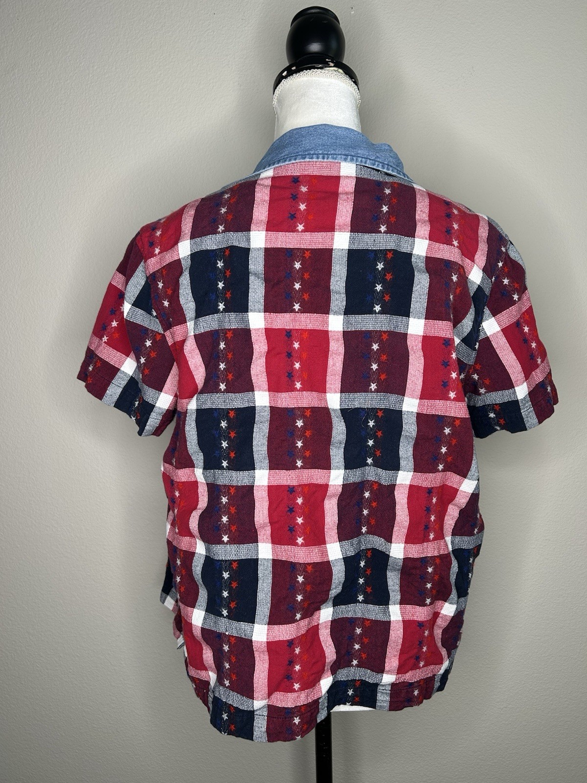 Vintage Lemongrass Patriotic Stars Red White Blue 4th of July Two Piece Set Med