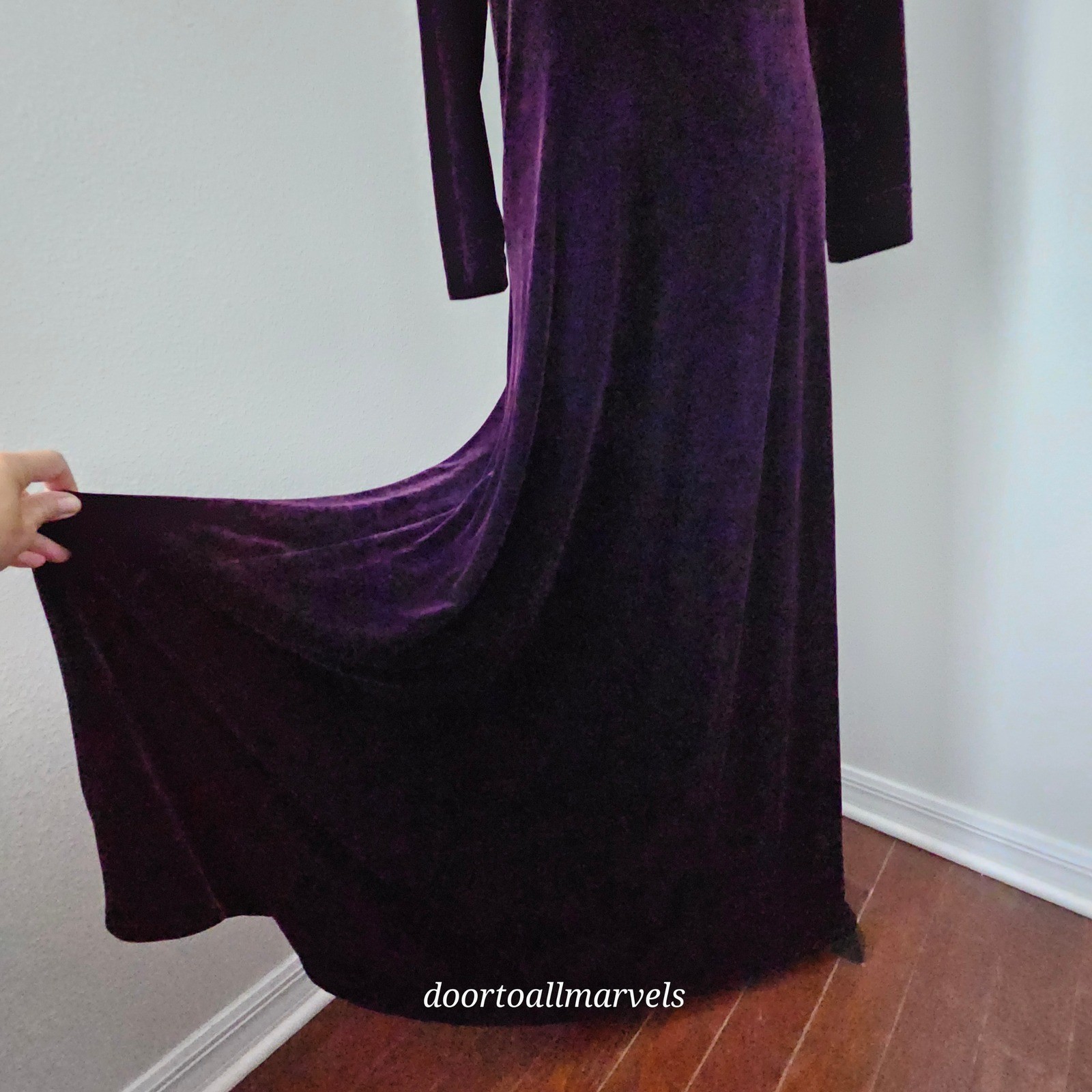 VTG Bruno Duluc Kush Velvet Maxi Dress Purple sz L? Renfest Whimsigoth Romantic