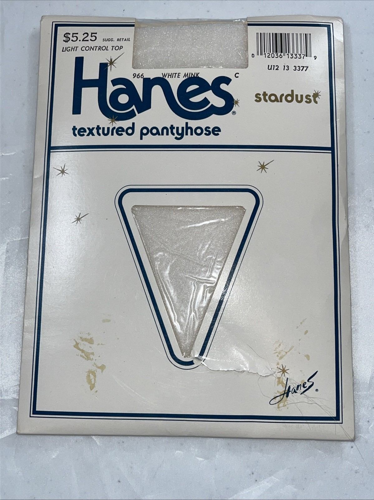 VTG 1986 Hanes Stardust White Mink Textured Pantyhose Size C Light Control Top