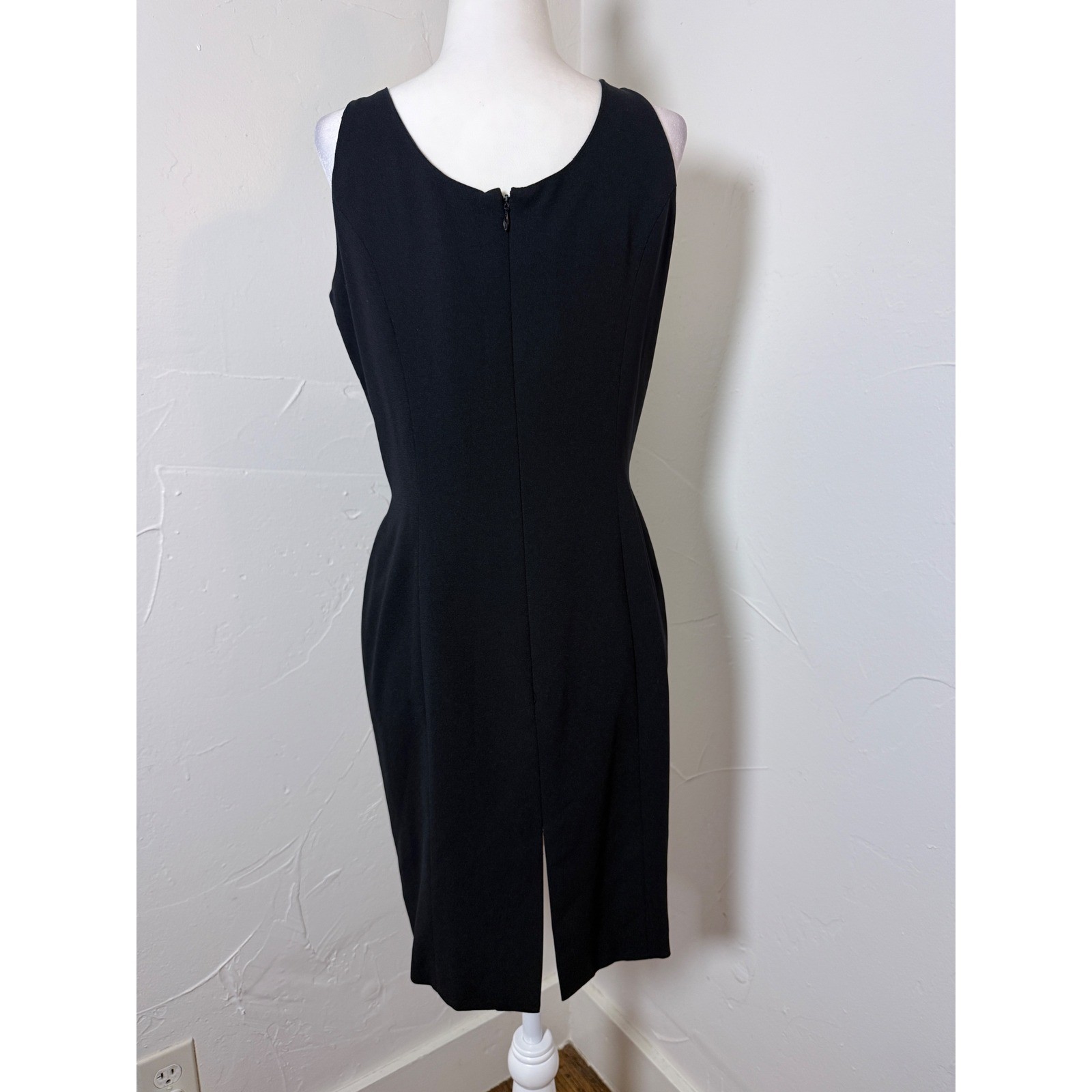 Vintage Casual Corner Black White Harlequin Mod Sheath Dress Size 8 USA