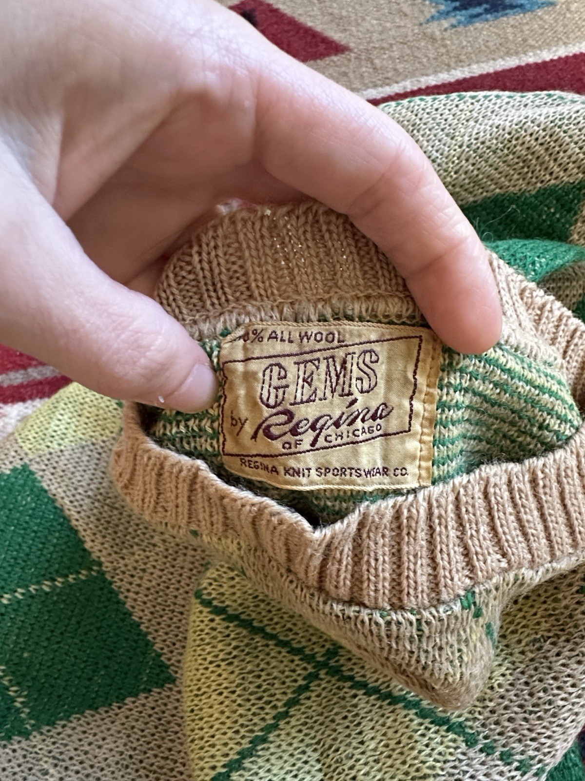 1930s Argyle Wool Knit Sweater By Regina Gems